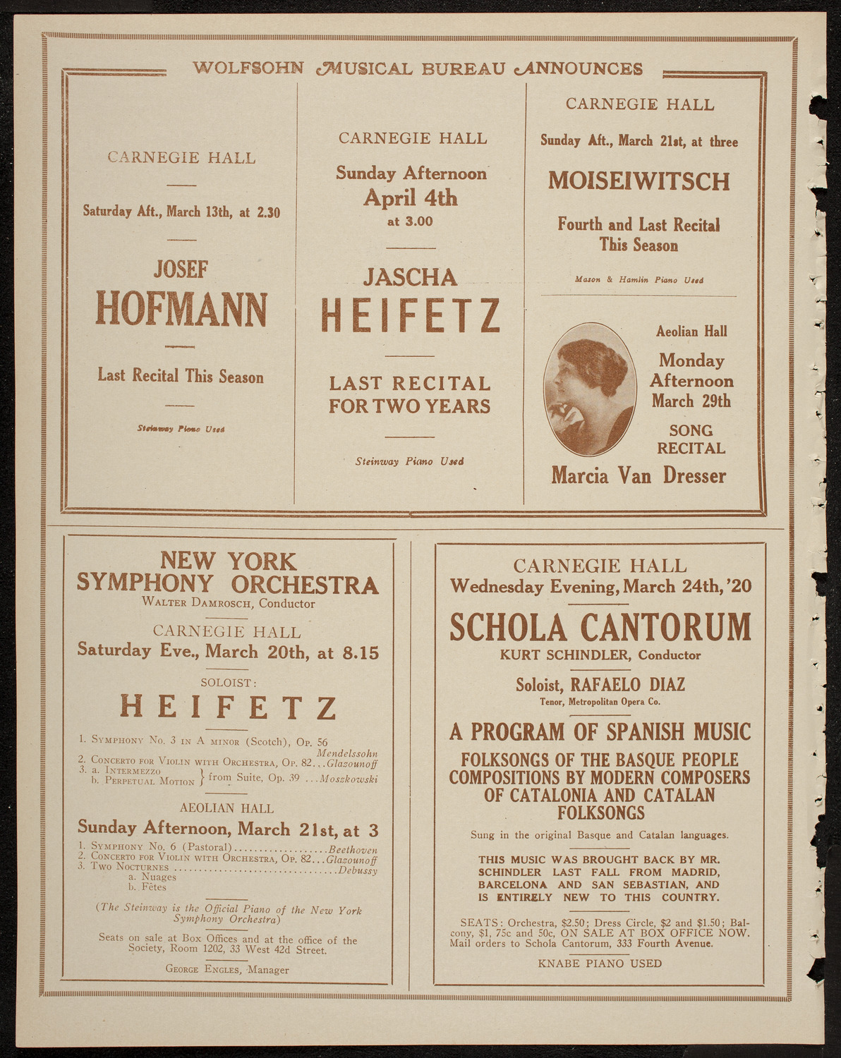 New York Philharmonic, March 11, 1920, program page 8