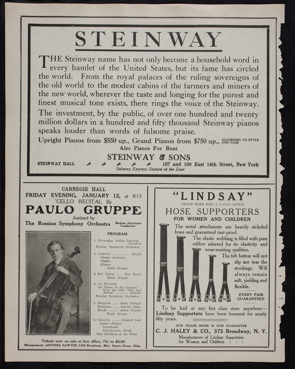 Elena Gerhardt, Soprano, January 9, 1912, program page 4