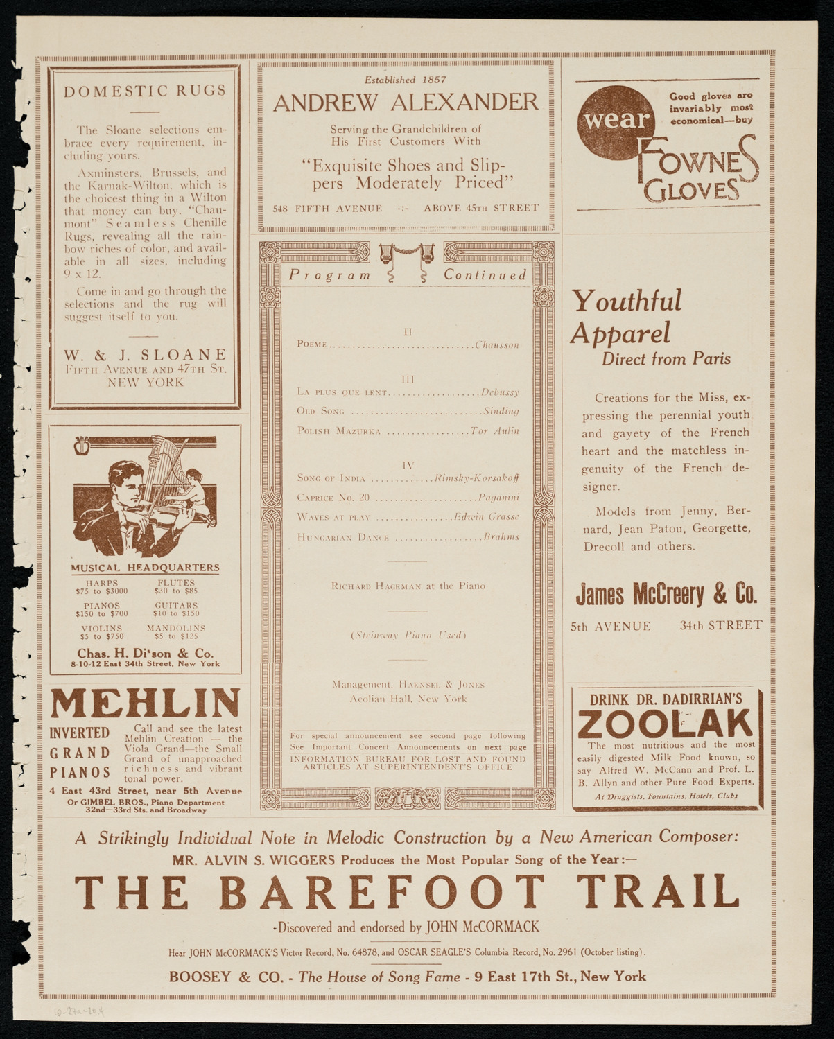 Thelma Given, Violin, October 27, 1920, program page 7