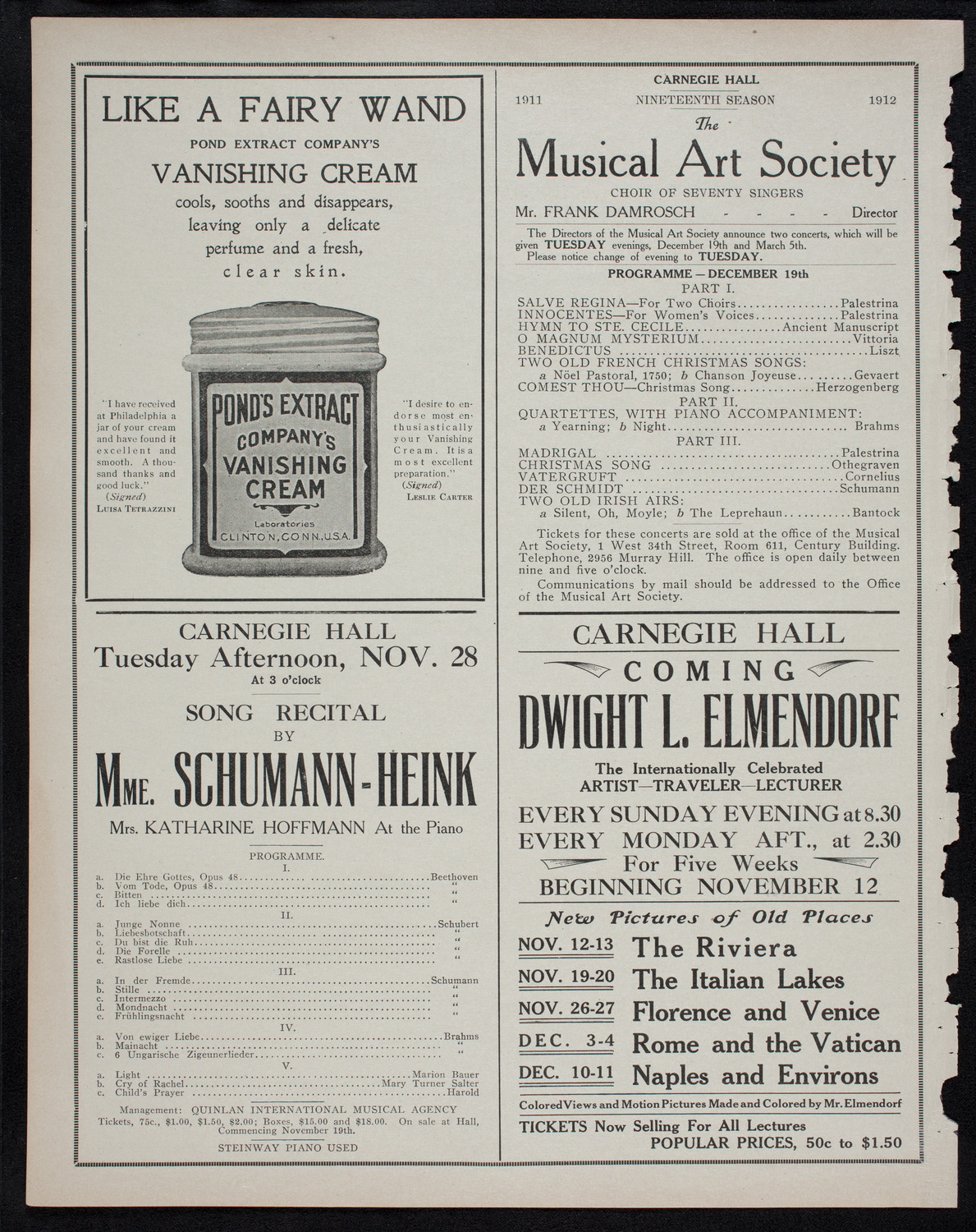 Alma Gluck, Soprano, November 9, 1911, program page 8