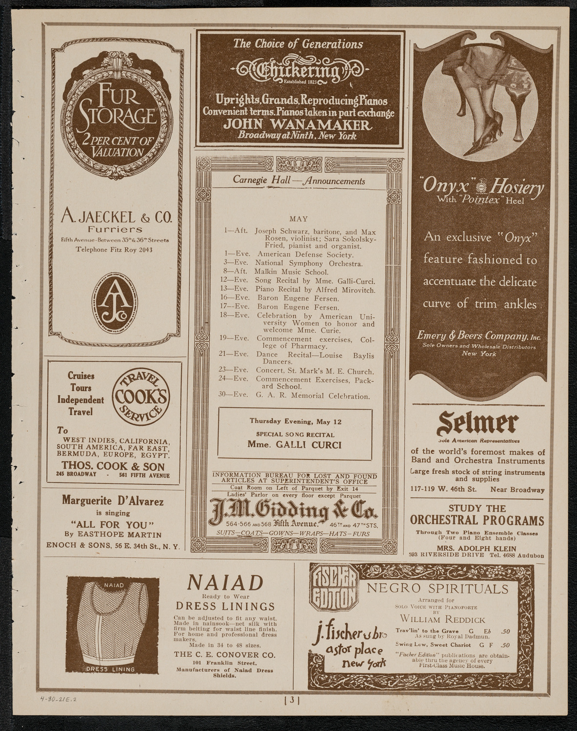 Mecca Temple of New York: Ancient Arabic Order of the Nobles of the Mystic Shrine, April 30, 1921, program page 3