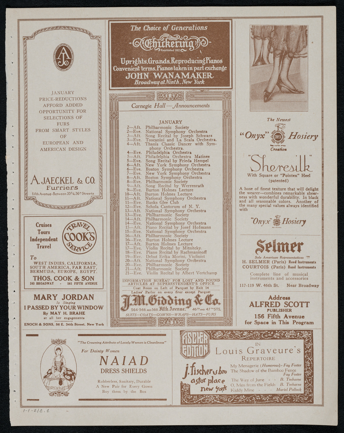 Toscha Seidel, Violin, January 1, 1921, program page 3