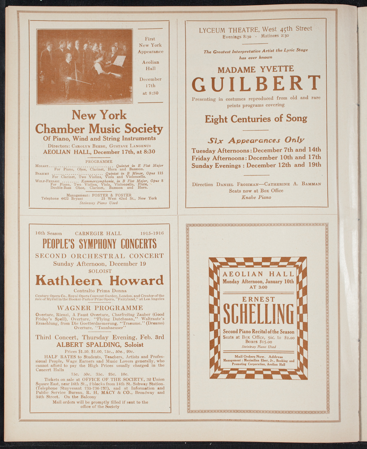 New York Philharmonic, December 10, 1915, program page 10