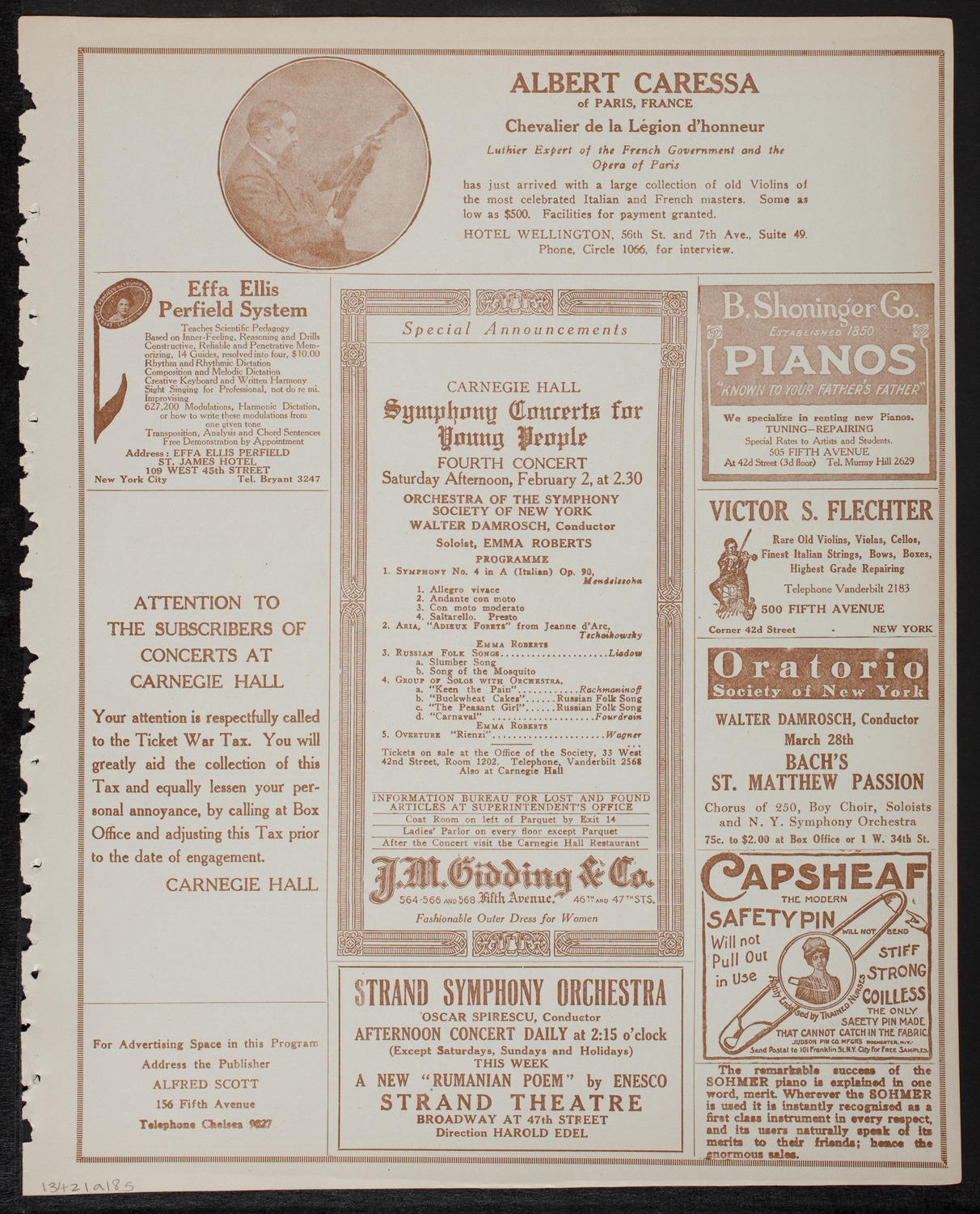 New York Philharmonic, February 1, 1918, program page 9