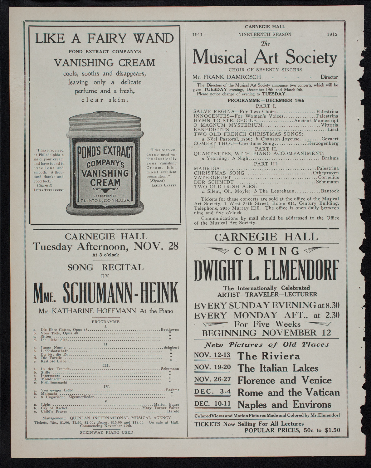 Boston Symphony Orchestra, November 11, 1911, program page 8