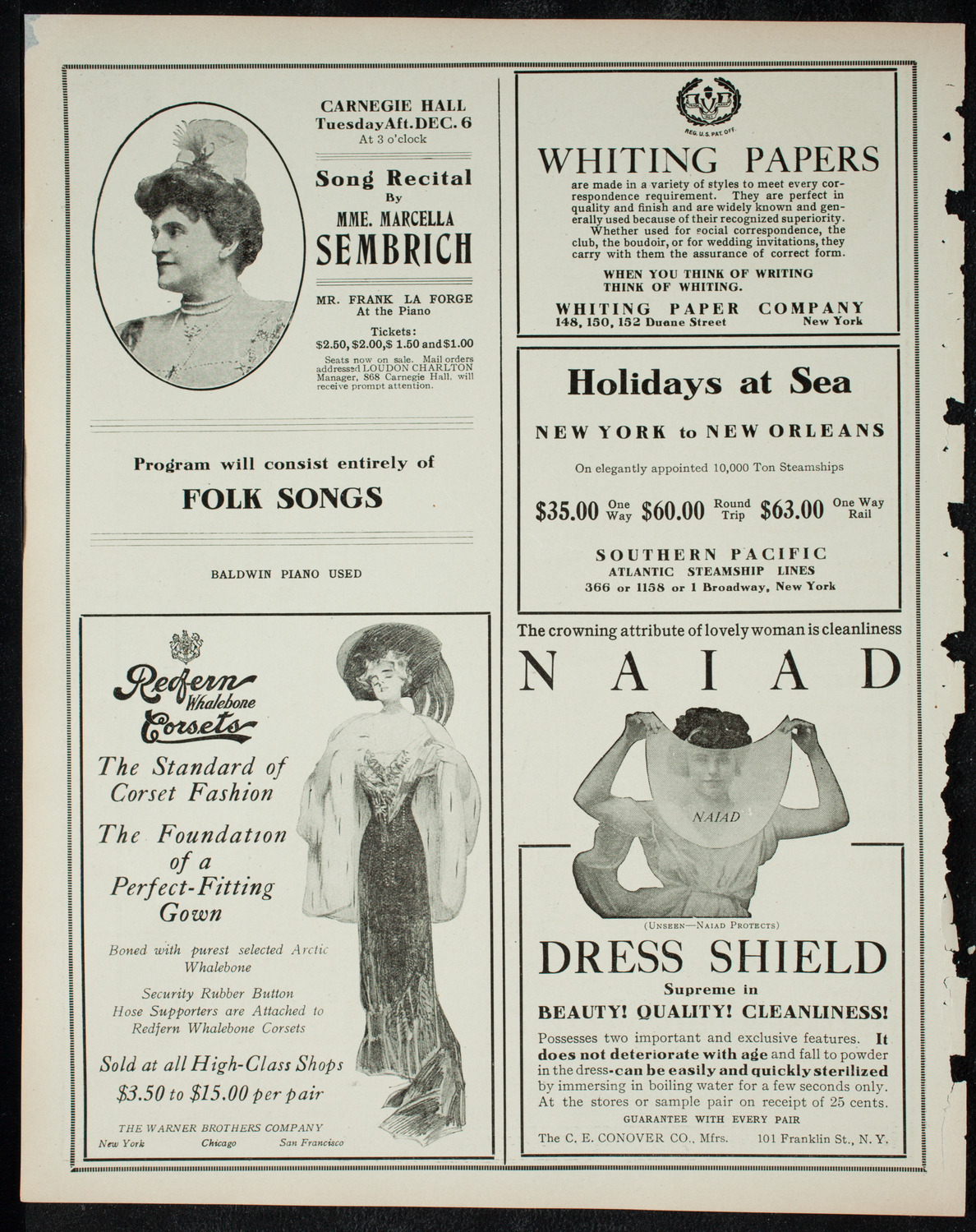 Great Imperial Russian Court Balalaika Orchestra, December 3, 1910, program page 2