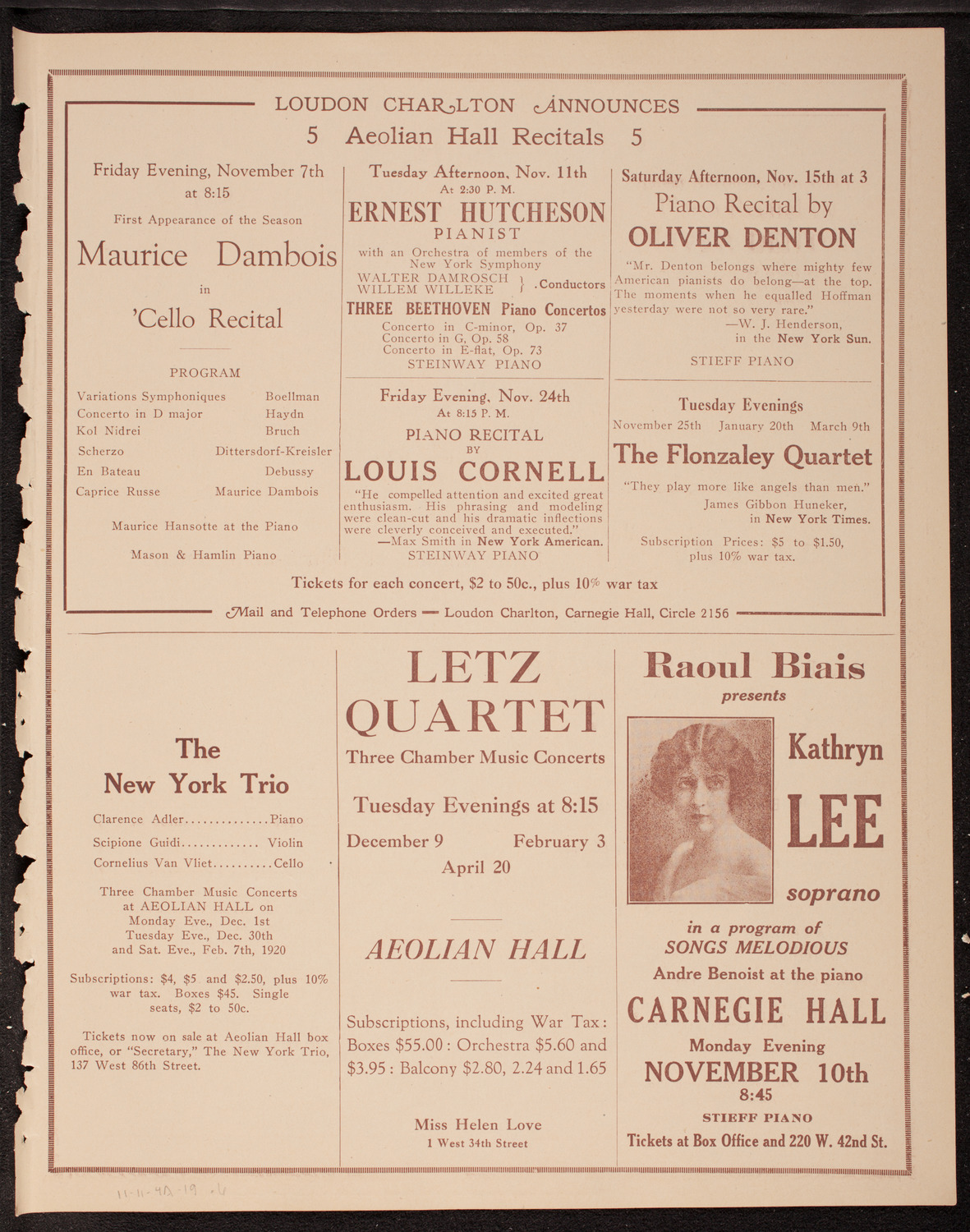 Helen Stanley, Soprano, November 4, 1919, program page 11