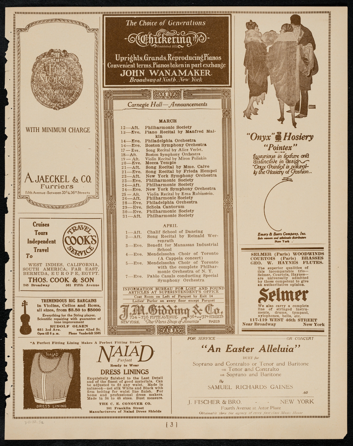 Maria Ivogun, Soprano, March 11, 1922, program page 3