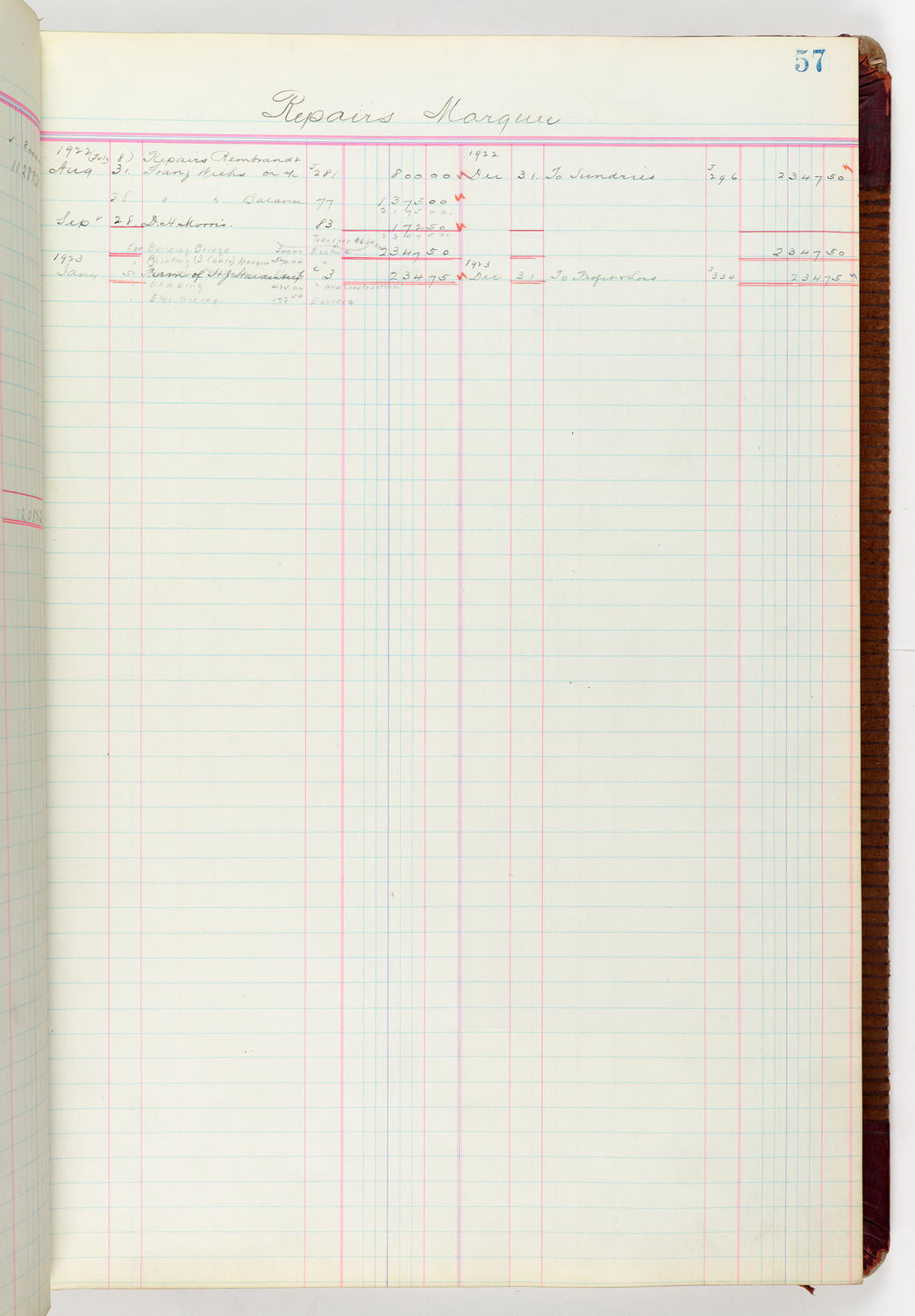 Music Hall Accounting Ledger Journal, volume 6, page 57