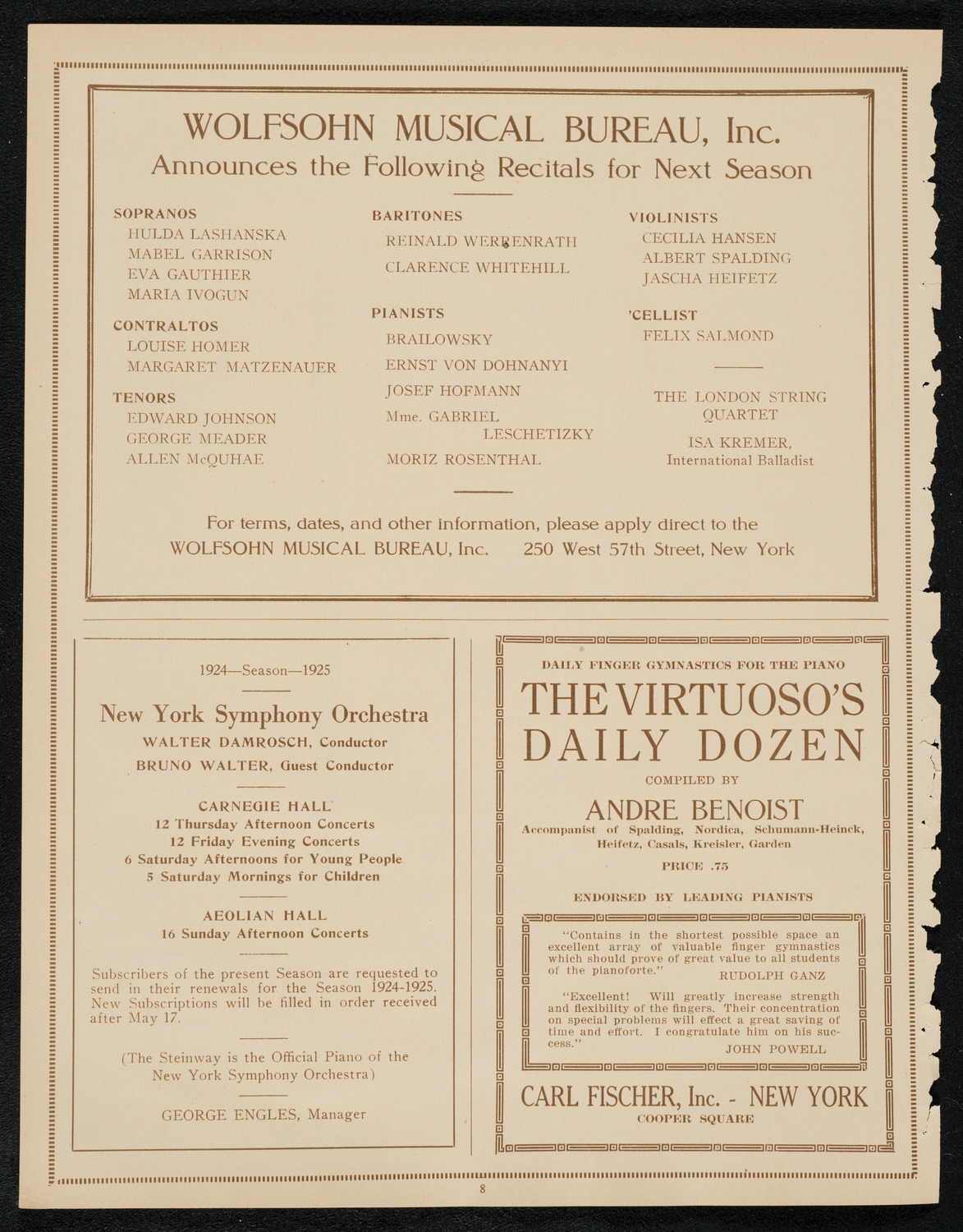 Philadelphia Orchestra, April 15, 1924, program page 8