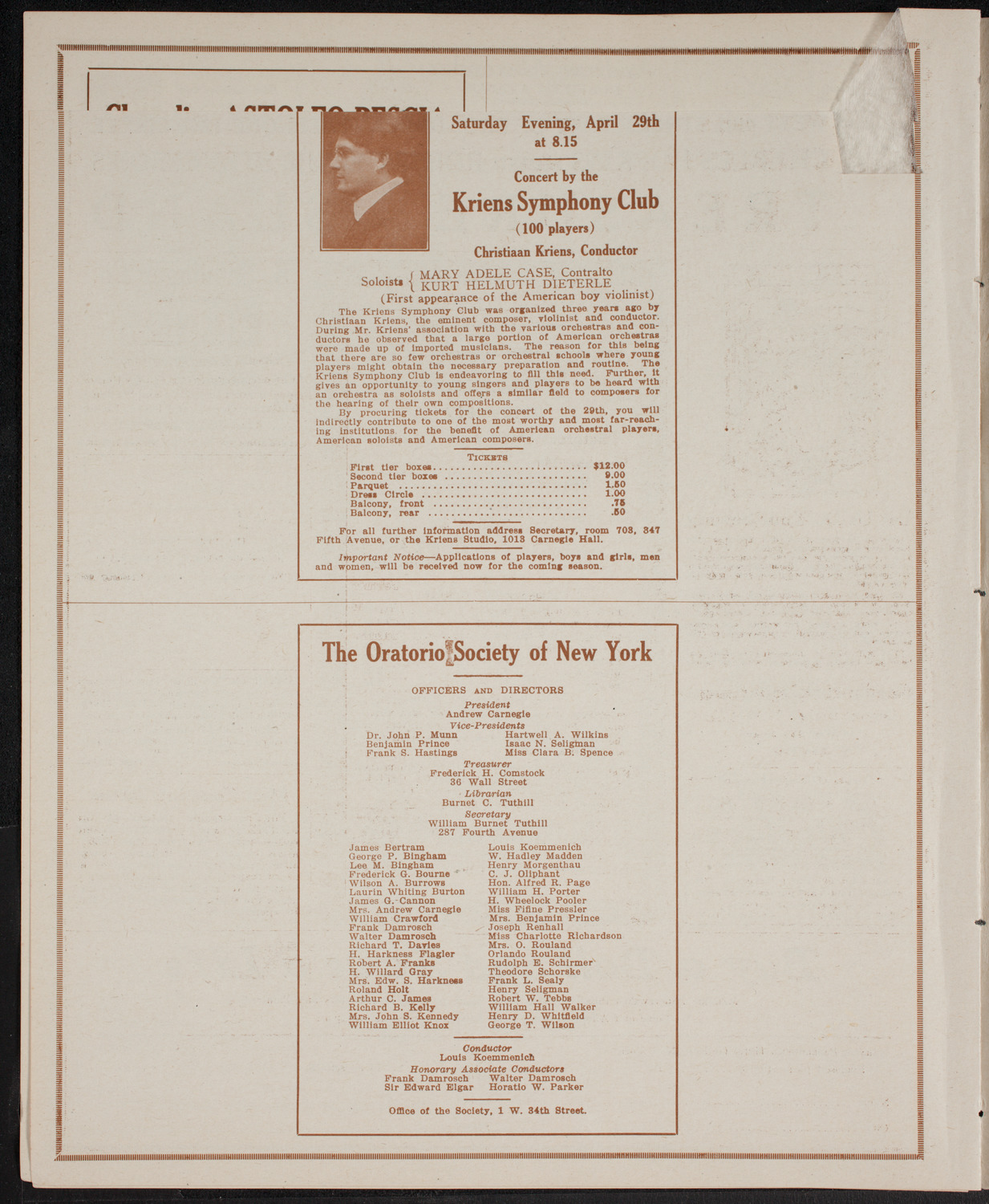 Marie Rappold, Soprano, April 28, 1916, program page 10