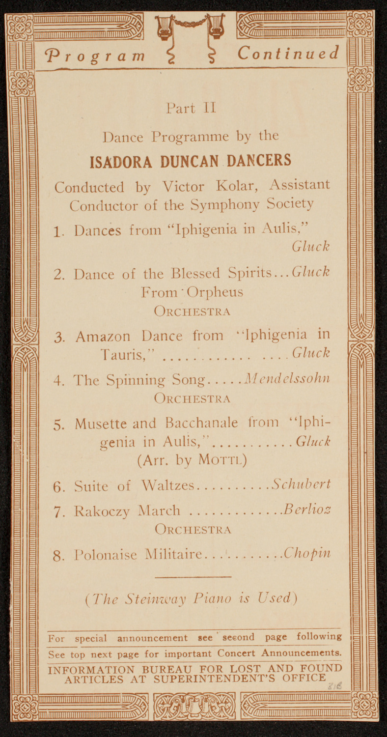 Symphony Concert for Young People, March 8, 1919, program page 3
