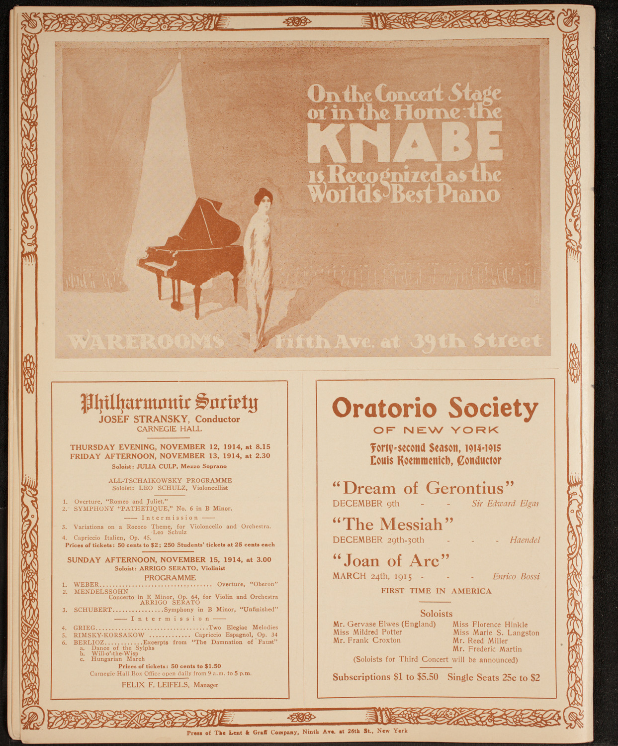 Carl Friedberg, Piano, November 2, 1914, program page 12