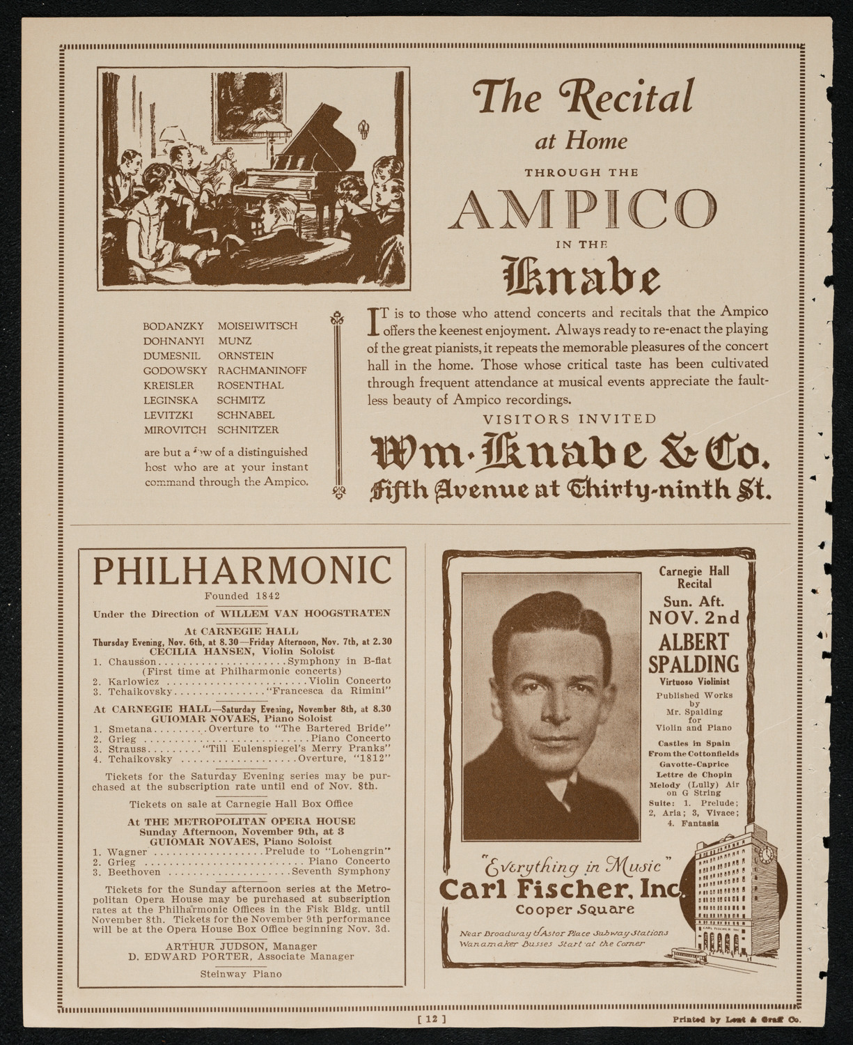 New York Symphony Orchestra, October 31, 1924, program page 12