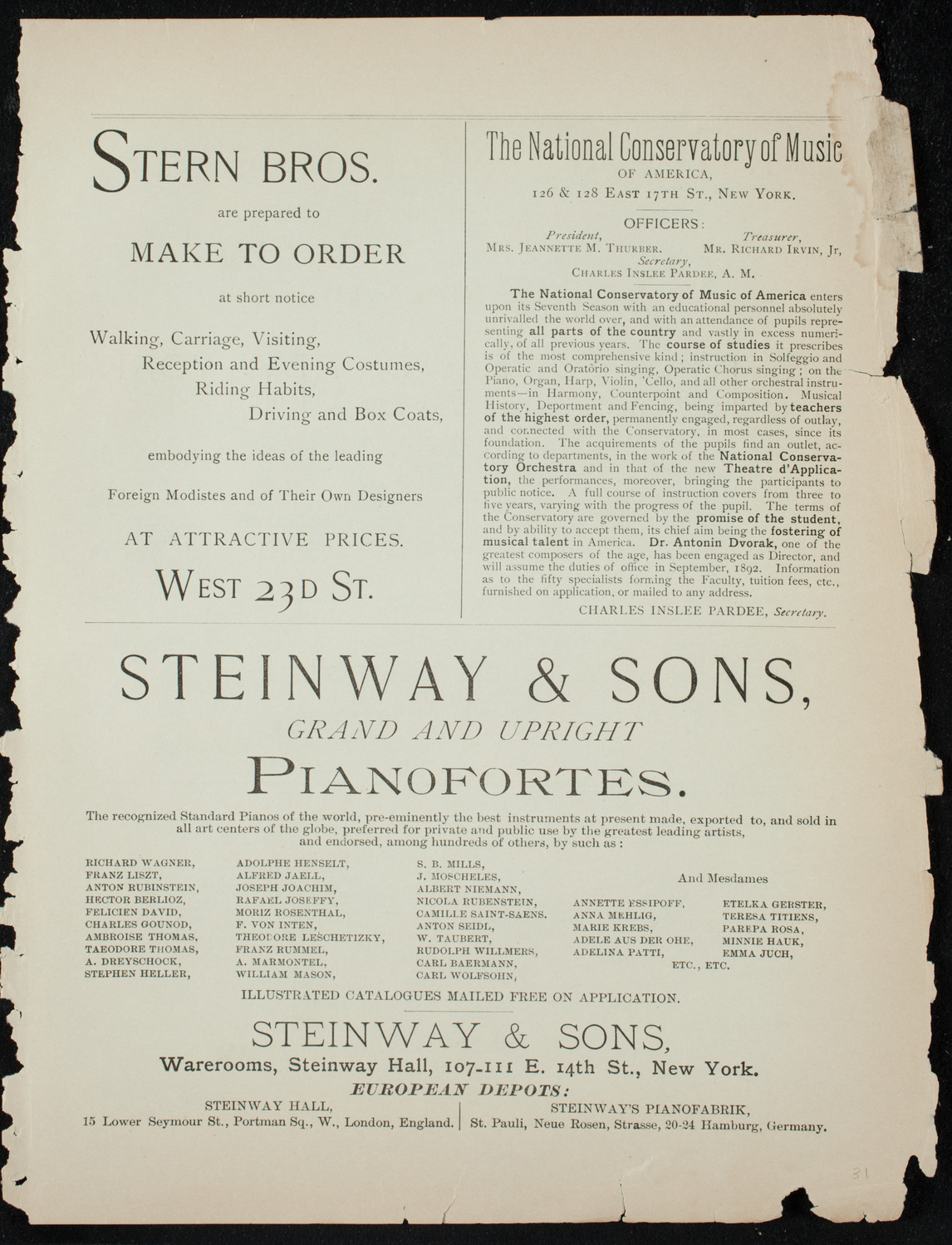 Society for Ethical Culture Program, October 31, 1891, program page 7