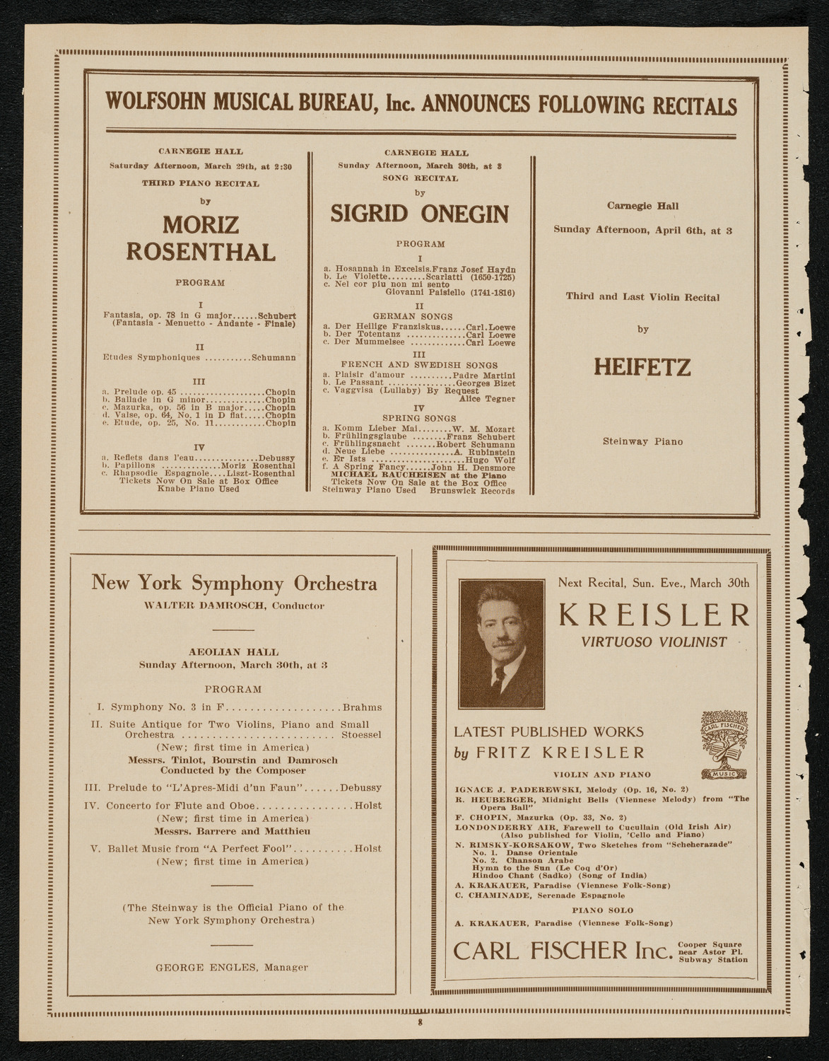New York Philharmonic, March 23, 1924, program page 8