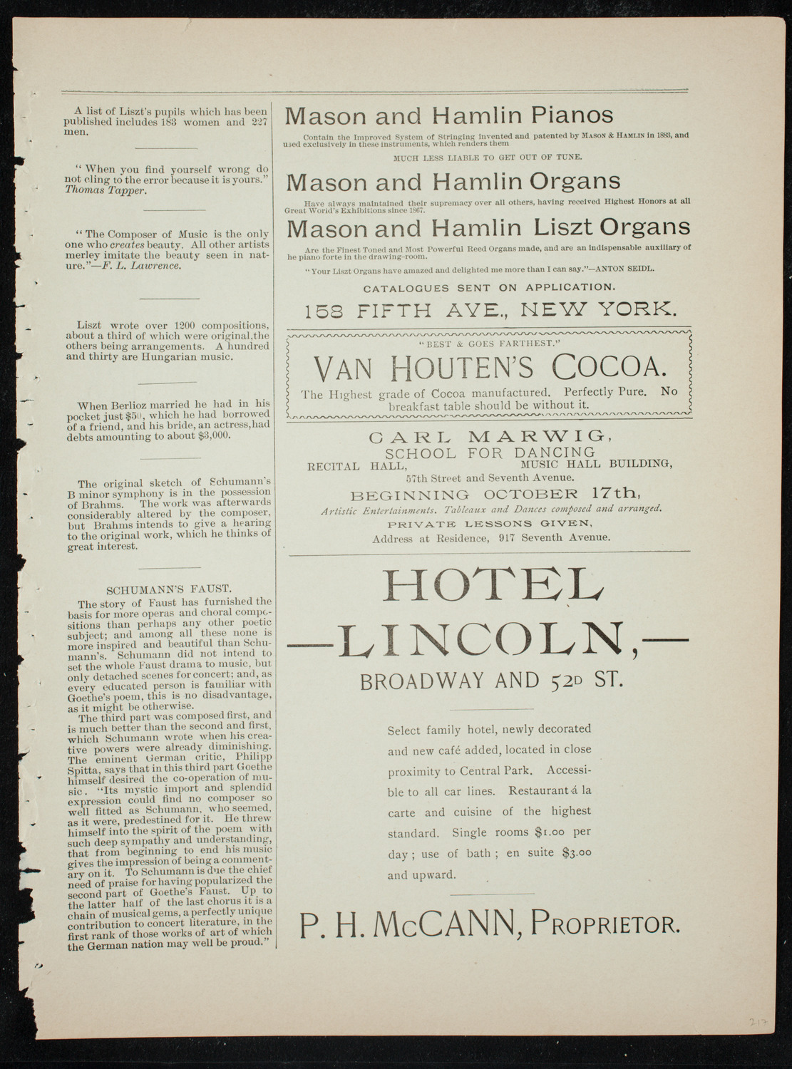 Oratorio Society of New York, November 27, 1891, program page 5