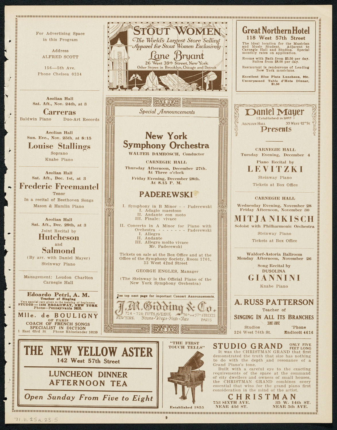 New York Philharmonic, November 25, 1923, program page 9