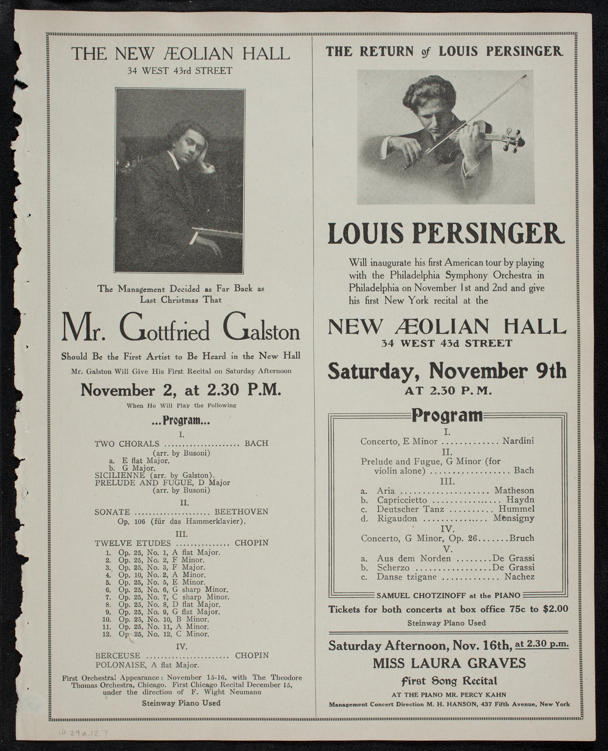 Marcella Sembrich, Soprano, October 29, 1912, program page 13