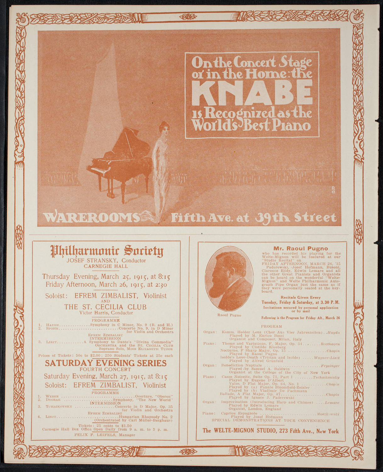 New York Philharmonic, March 21, 1915, program page 12