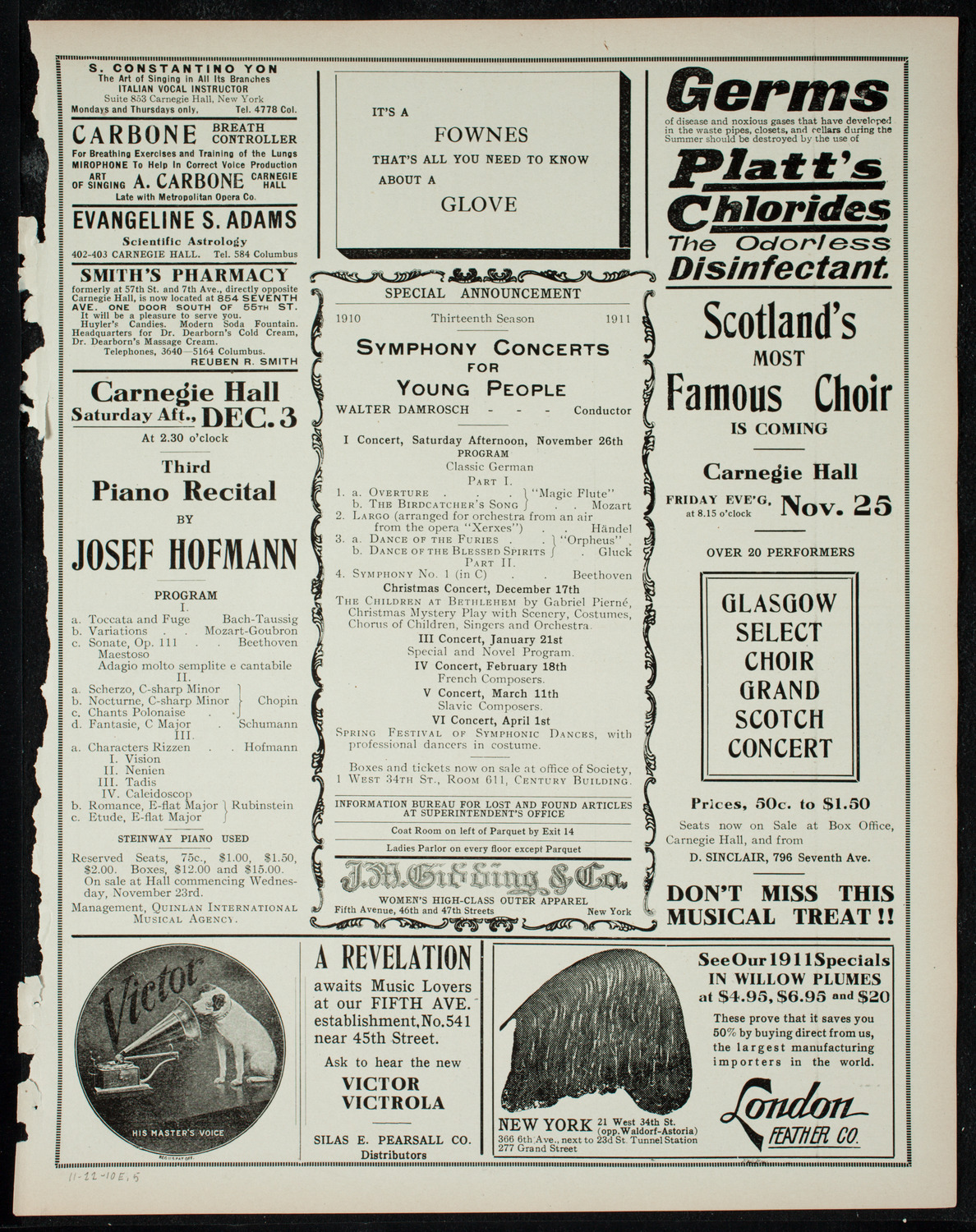 New York Philharmonic, November 22, 1910, program page 9