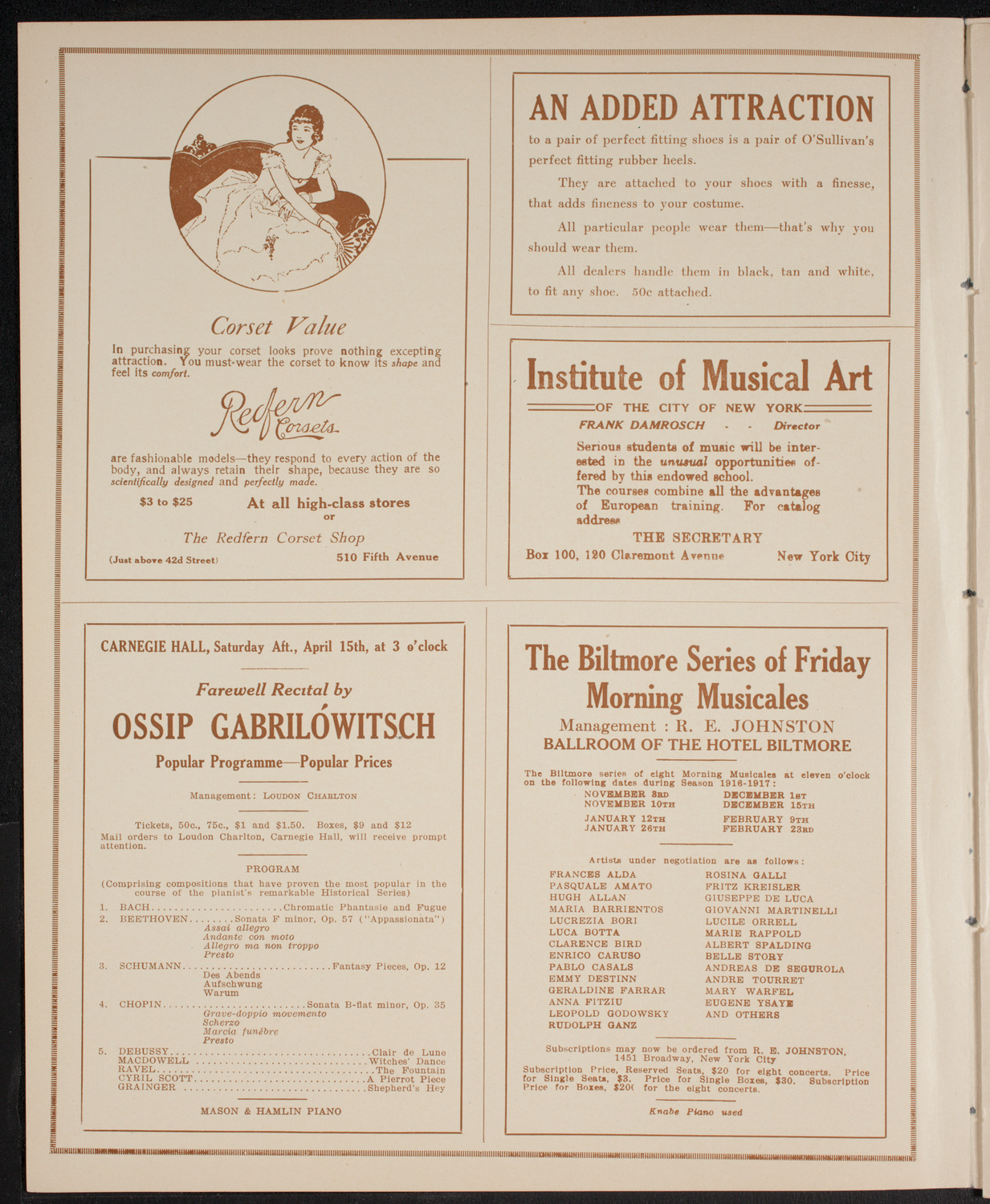 Columbia University Chorus, April 11, 1916, program page 2