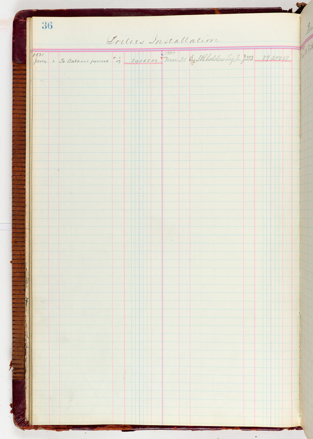 Music Hall Accounting Ledger Journal, volume 6, page 36