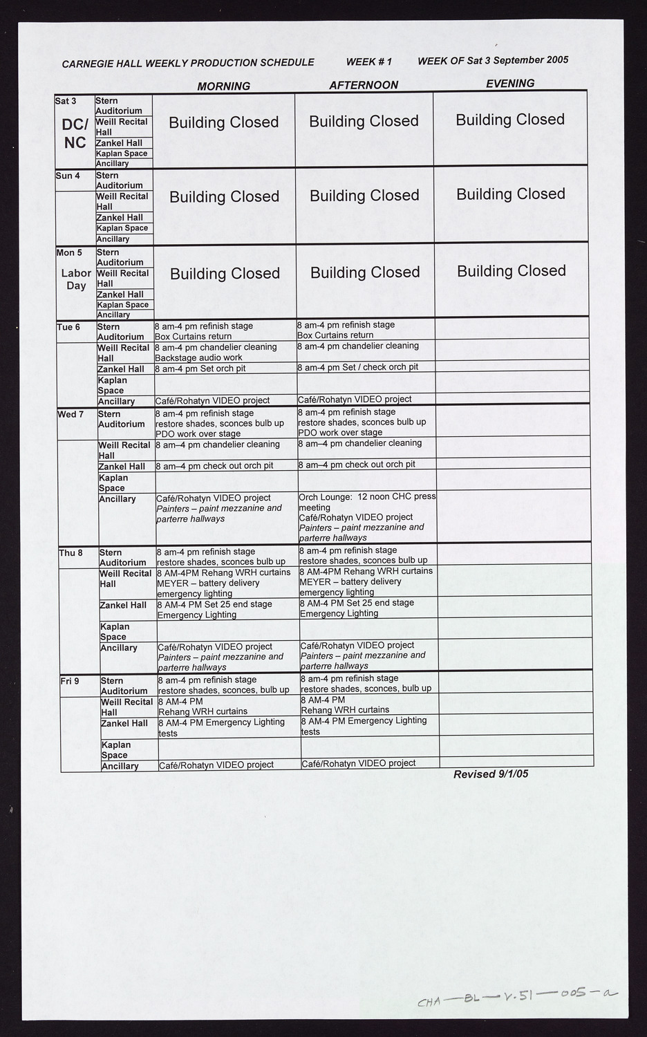 Carnegie Hall Booking Ledger, volume 51, page 5a