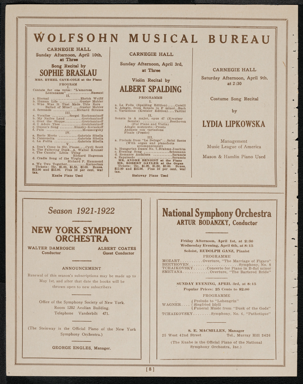 Mecca Temple of New York: Ancient Arabic Order of the Nobles of the Mystic Shrine, March 30, 1921, program page 8