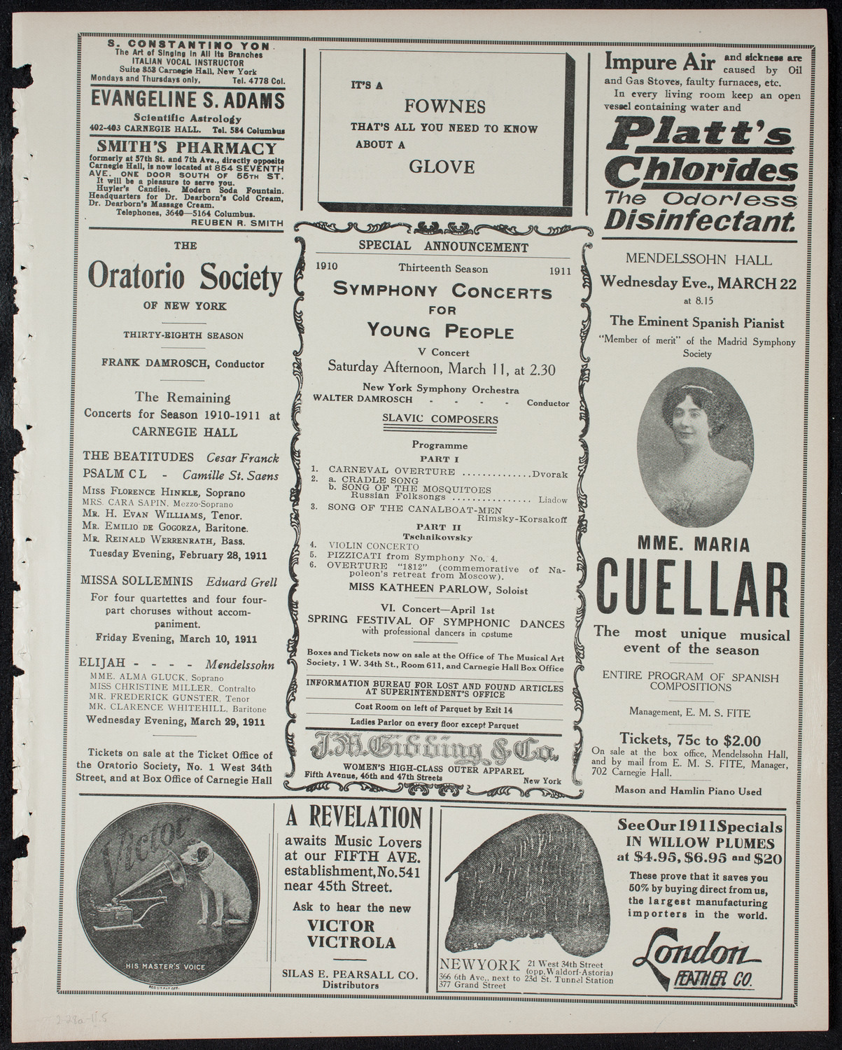 Edmond Clement, Tenor, February 28, 1911, program page 9