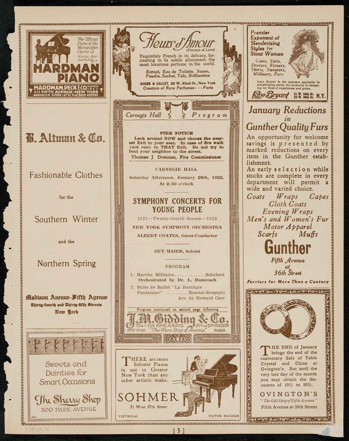 Symphony Concert for Young People, January 28, 1922, program page 5