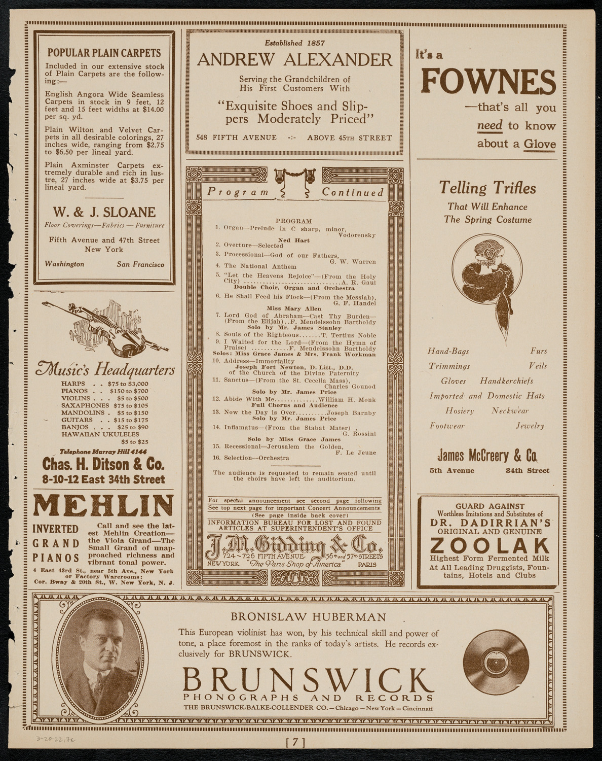 Mecca Temple of New York: Ancient Arabic Order of the Nobles of the Mystic Shrine, March 20, 1922, program page 7