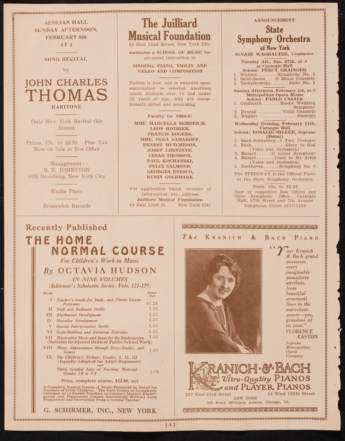 New York Philharmonic, January 22, 1925, program page 6