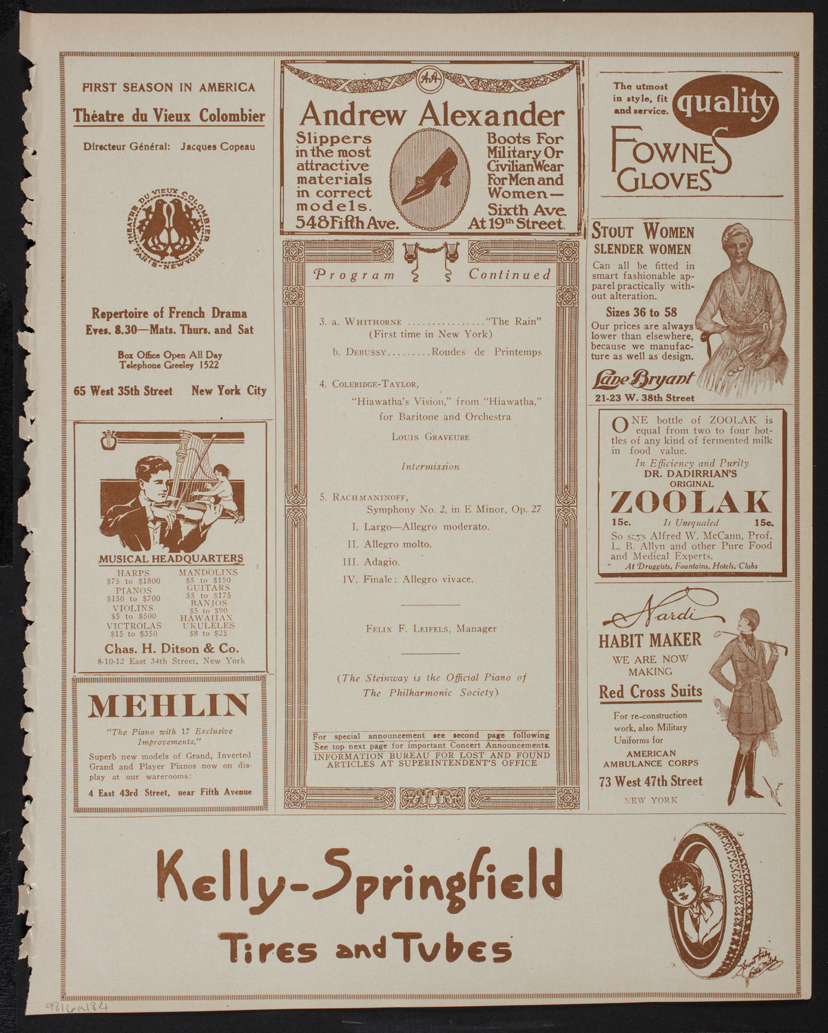 New York Philharmonic, January 6, 1918, program page 7