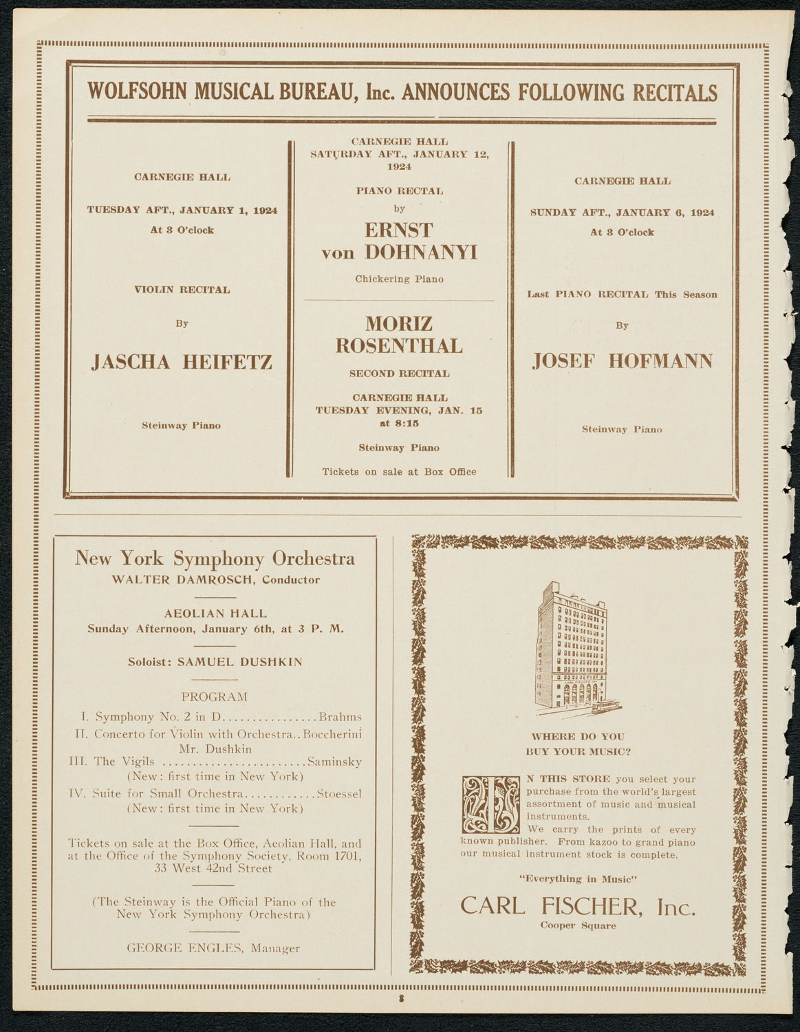 Isa Kremer, Soprano, December 23, 1923, program page 8