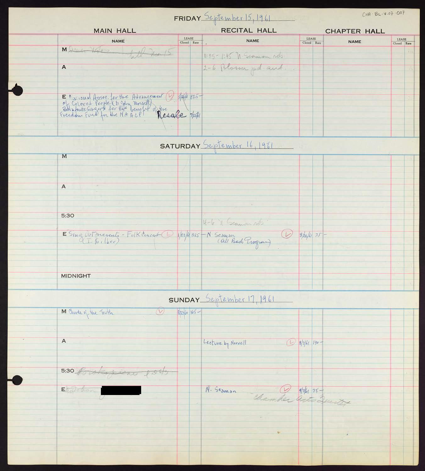 Carnegie Hall Booking Ledger, volume 7, page 7