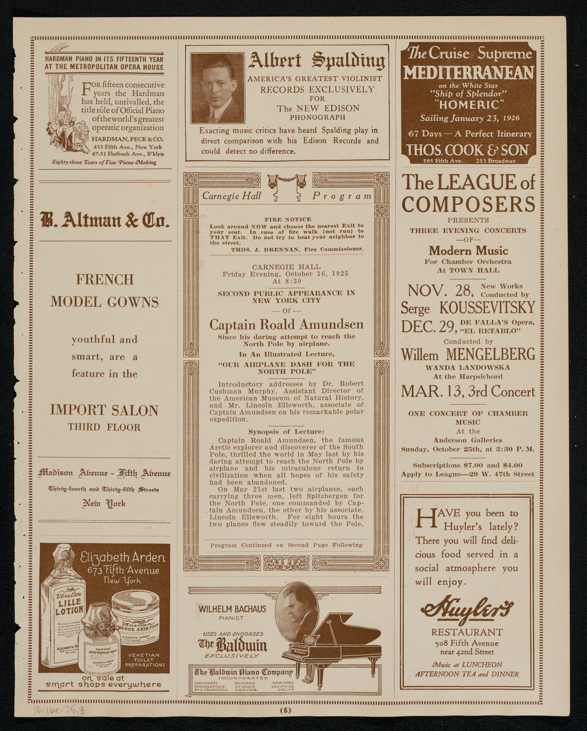 Lecture by Captain Roald Amundsen, October 16, 1925, program page 5