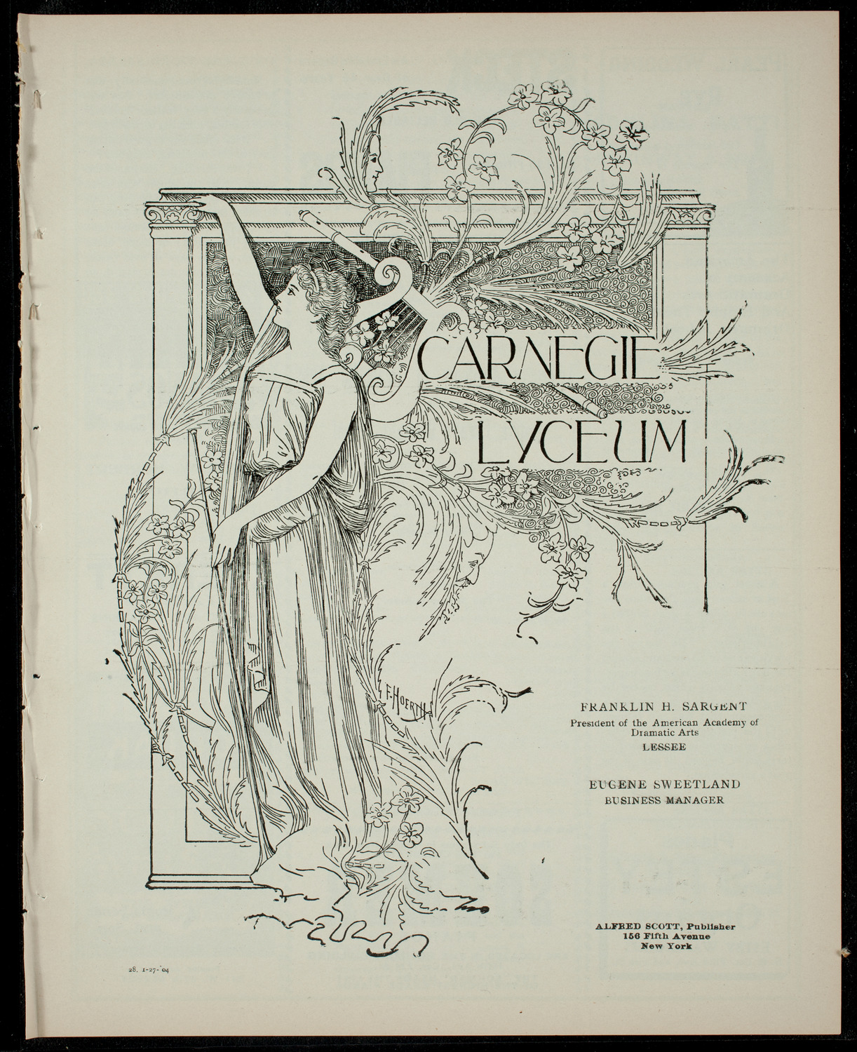 Academy Stock Company of the American Academy of Dramatic Arts/ Empire Theatre Dramatic School, January 27, 1904, program page 1