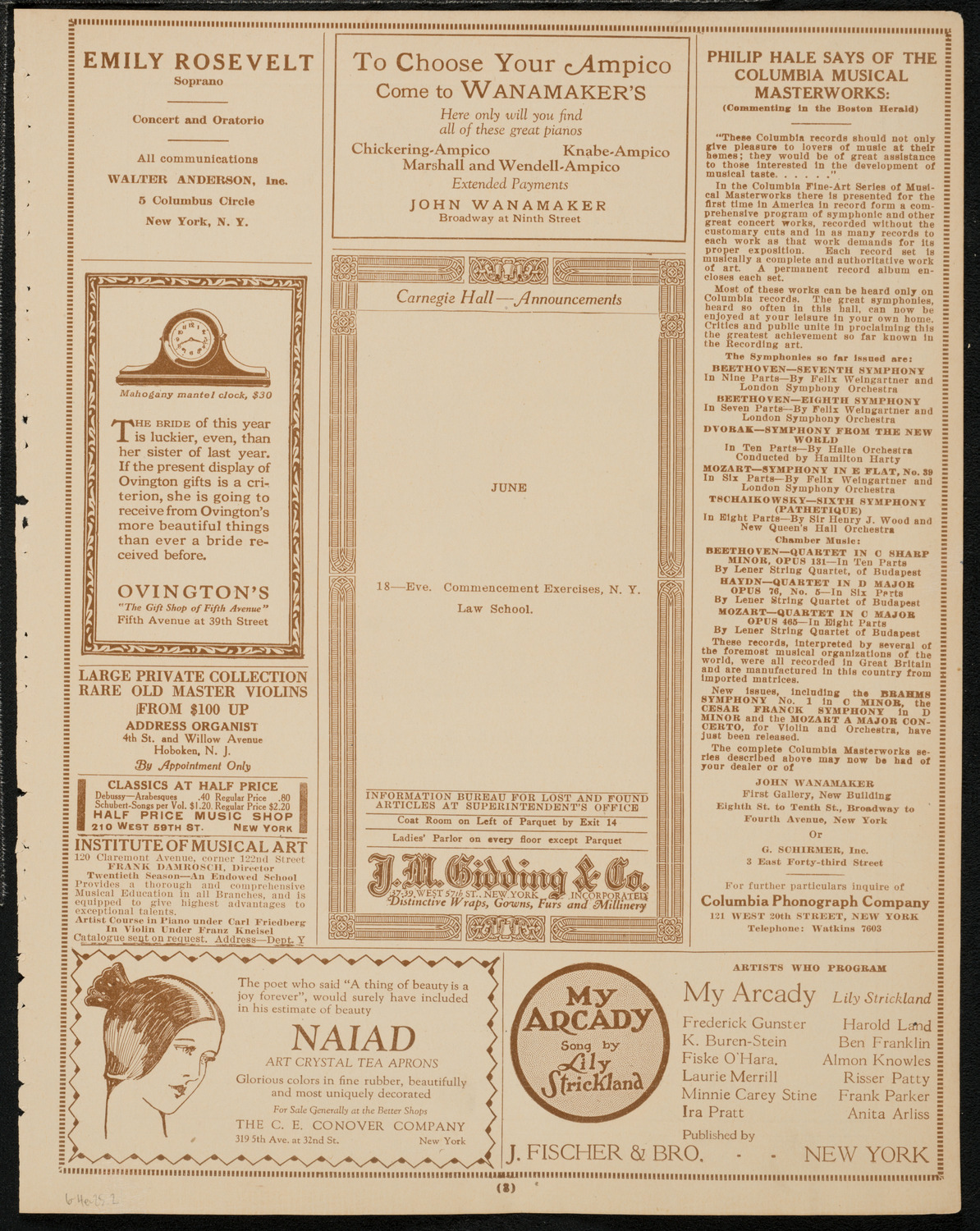 Stockholm University Singers, June 4, 1925, program page 3