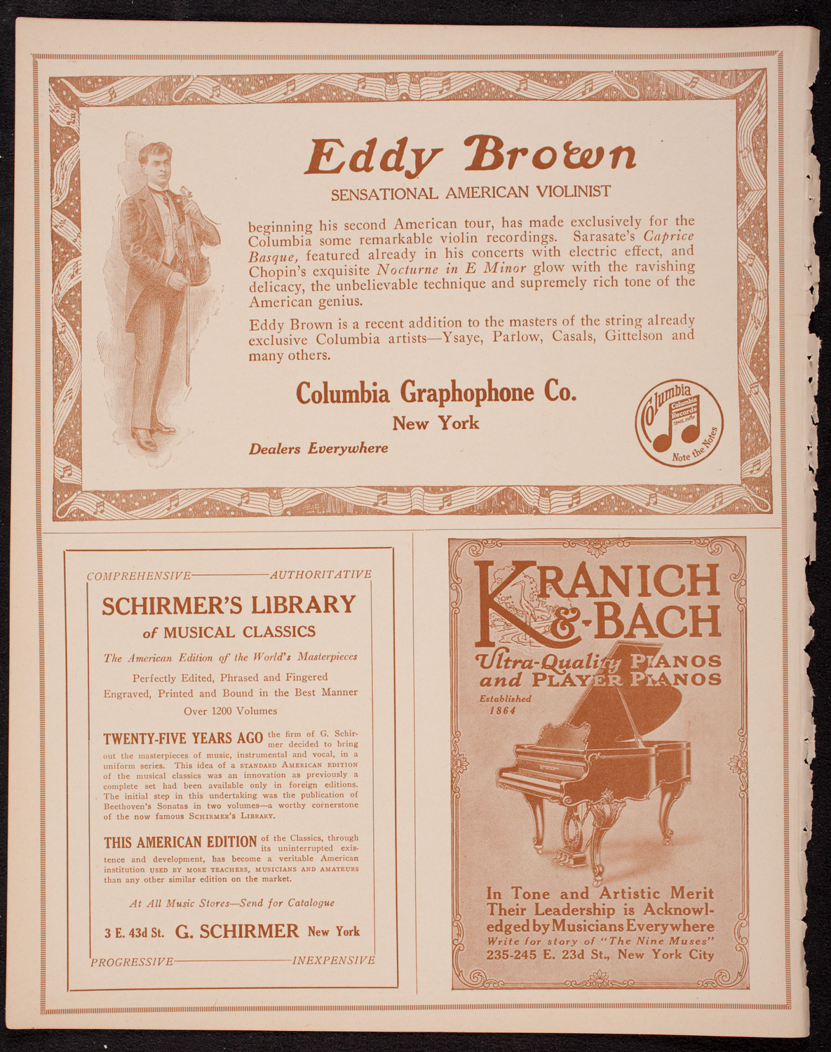 Efrem Zimbalist, Violin, October 21, 1916, program page 6