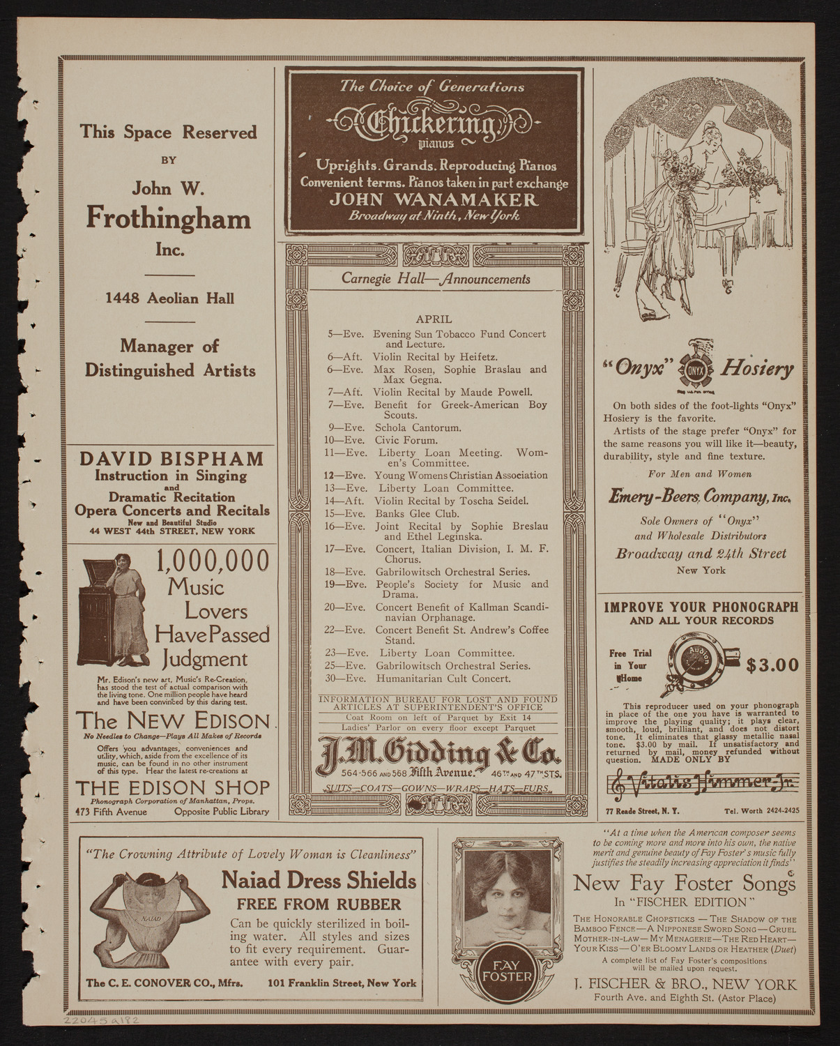 Margaret Matzenauer, Mezzo-Soprano, April 5, 1918, program page 3