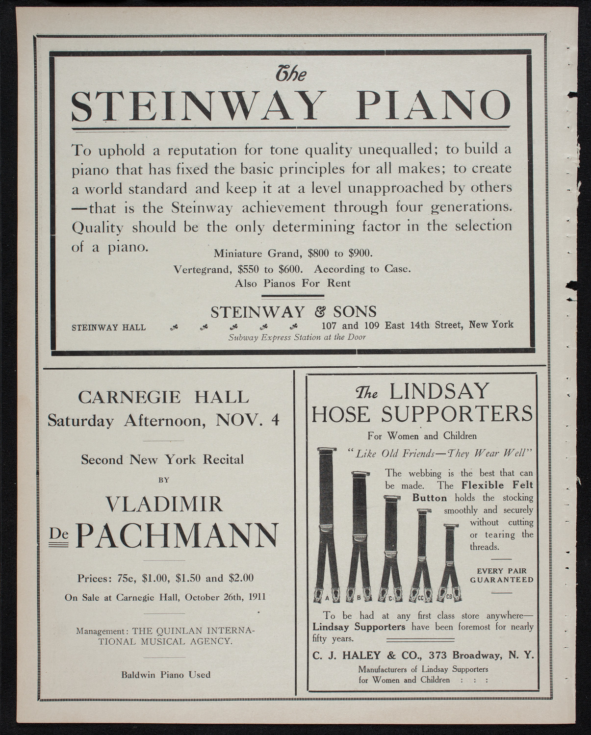 Vladimir de Pachmann, Piano, October 20, 1911, program page 4