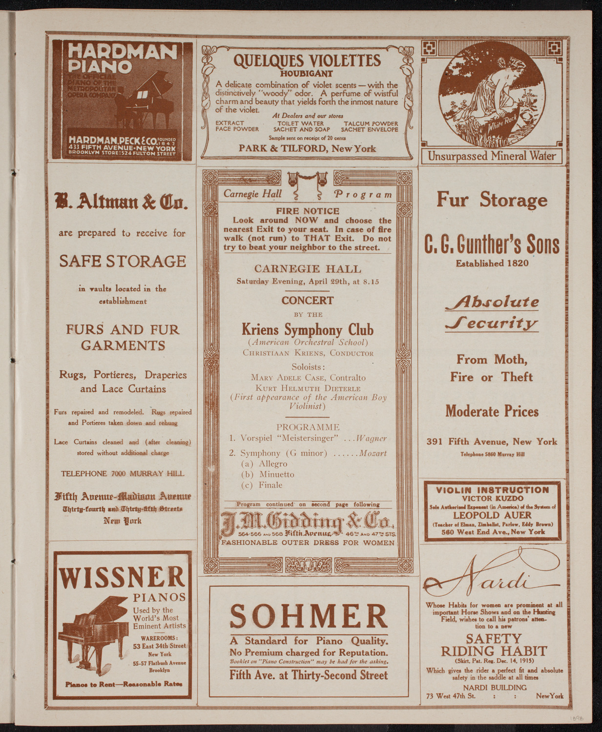 Kriens Symphony Club, April 29, 1916, program page 5