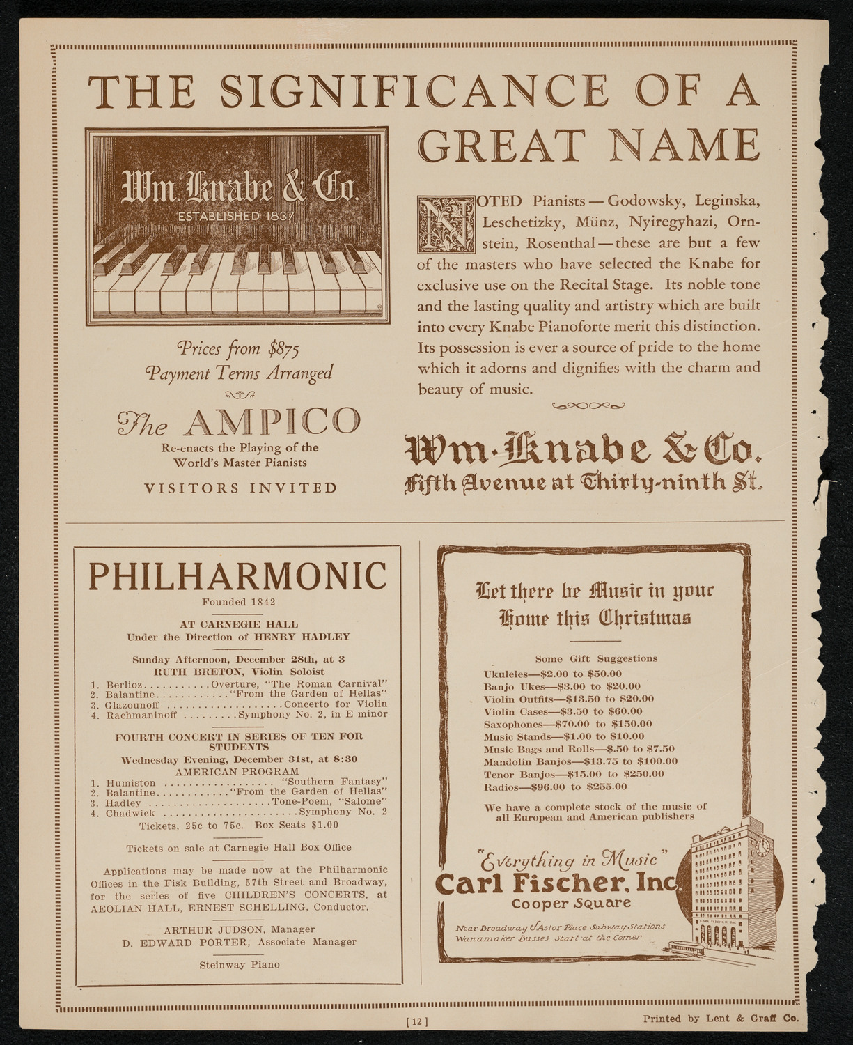 Oratorio Society of New York, December 27, 1924, program page 12