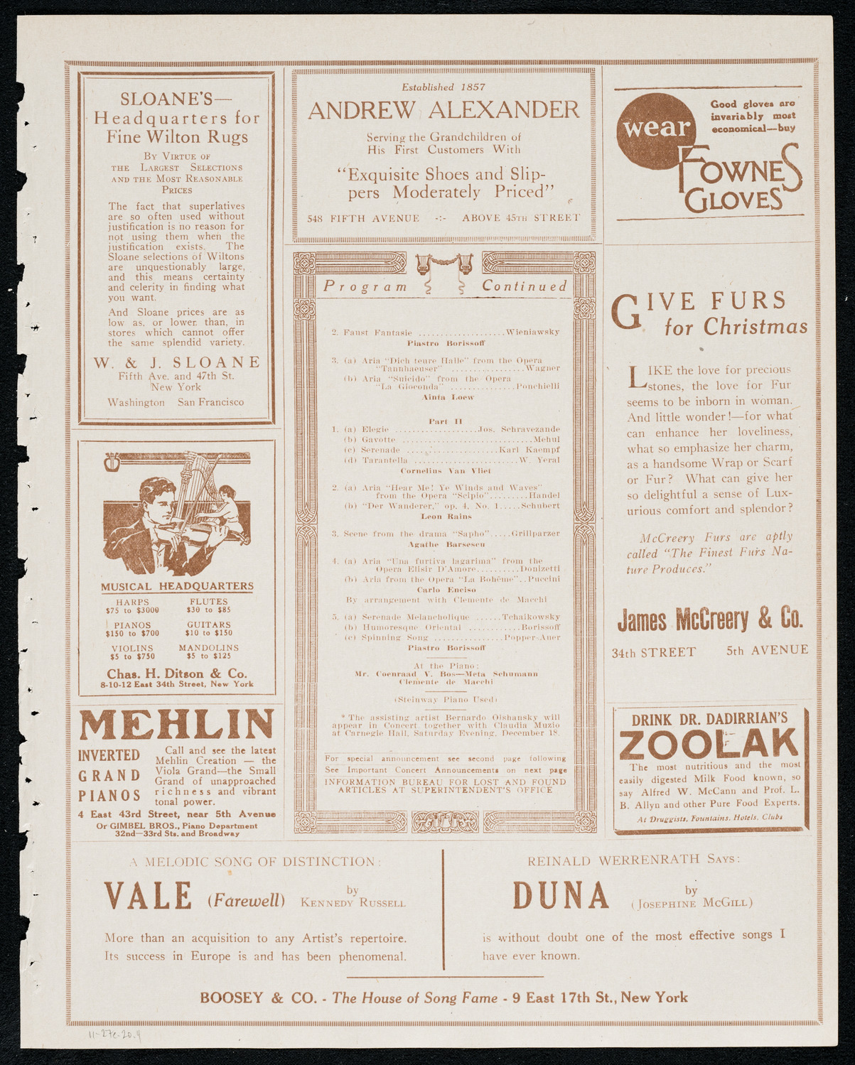 Social and Scientific Society Gala Concert, November 27, 1920, program page 7