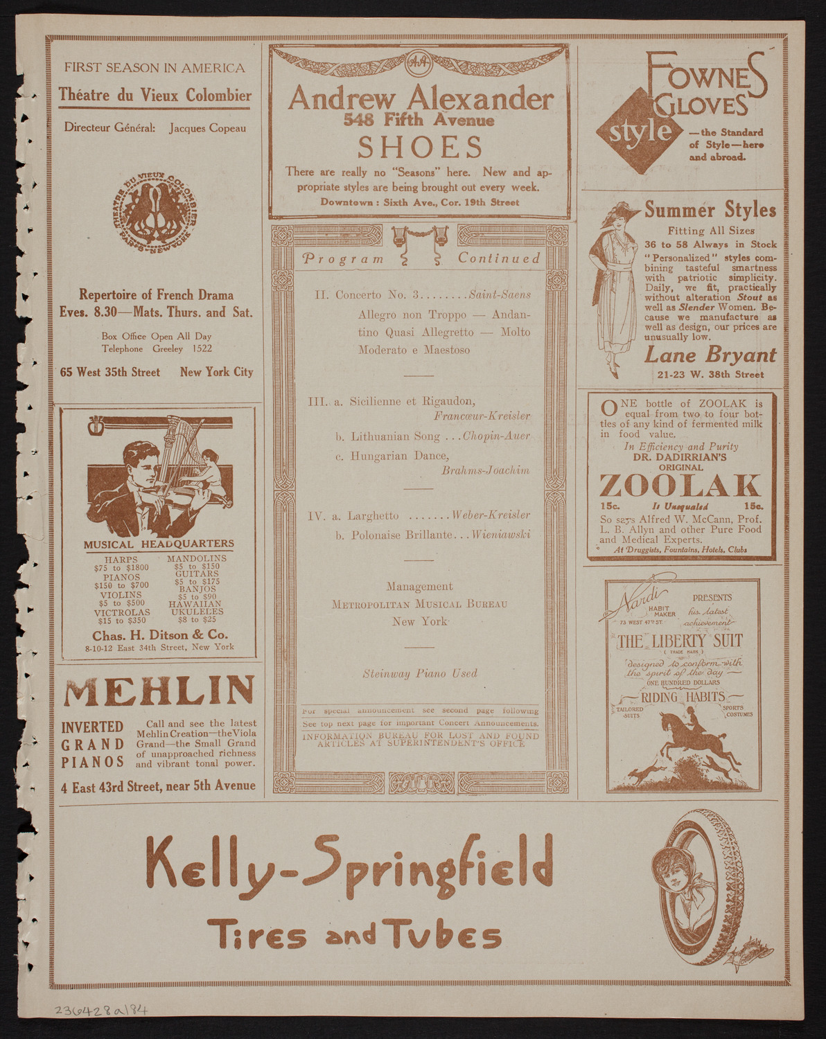 Toscha Seidel, Violin, April 28, 1918, program page 7