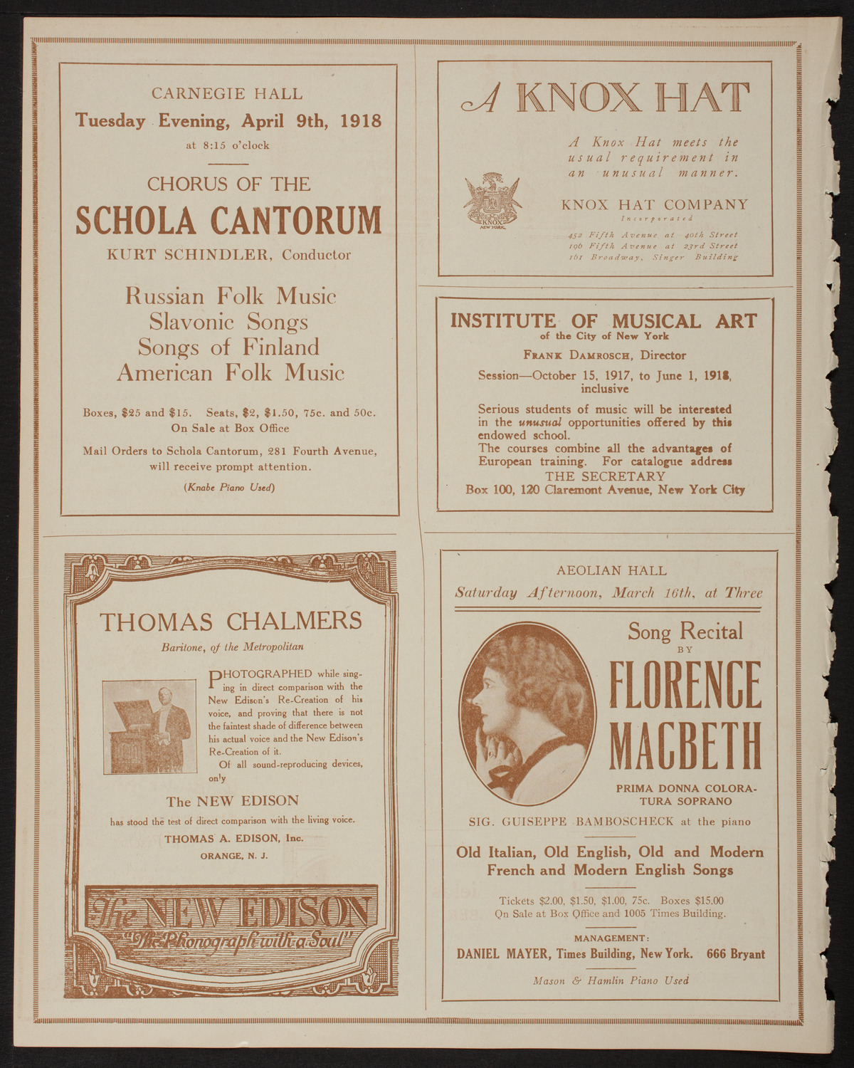 Choir of the Cathedral of St. John the Divine, March 12, 1918, program page 2