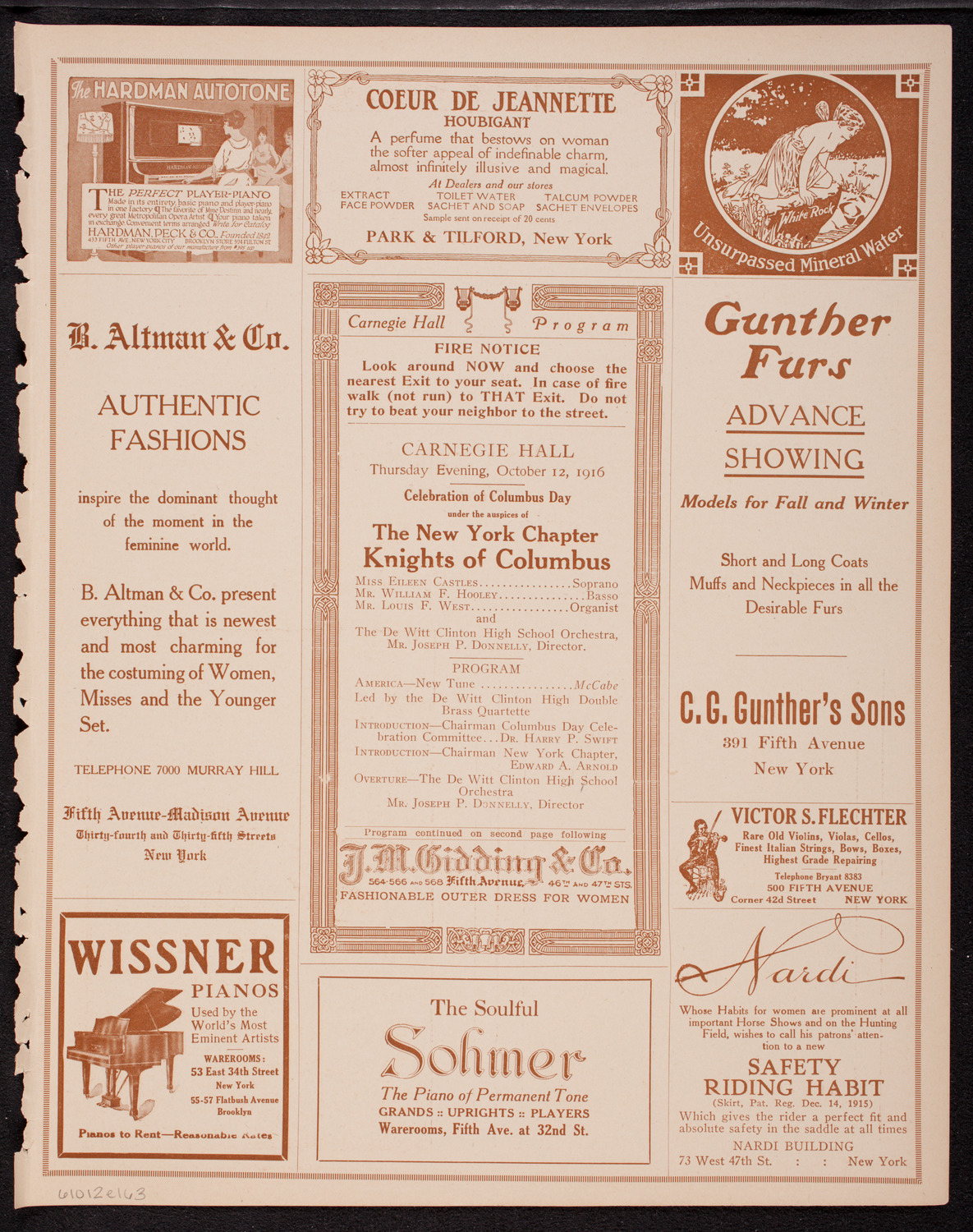 Columbus Day Celebration, October 12, 1916, program page 5