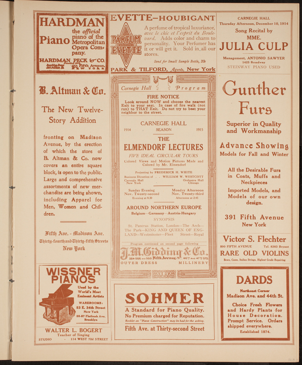 Elmendorf Lecture: Around Northern Europe, November 22, 1914, program page 3