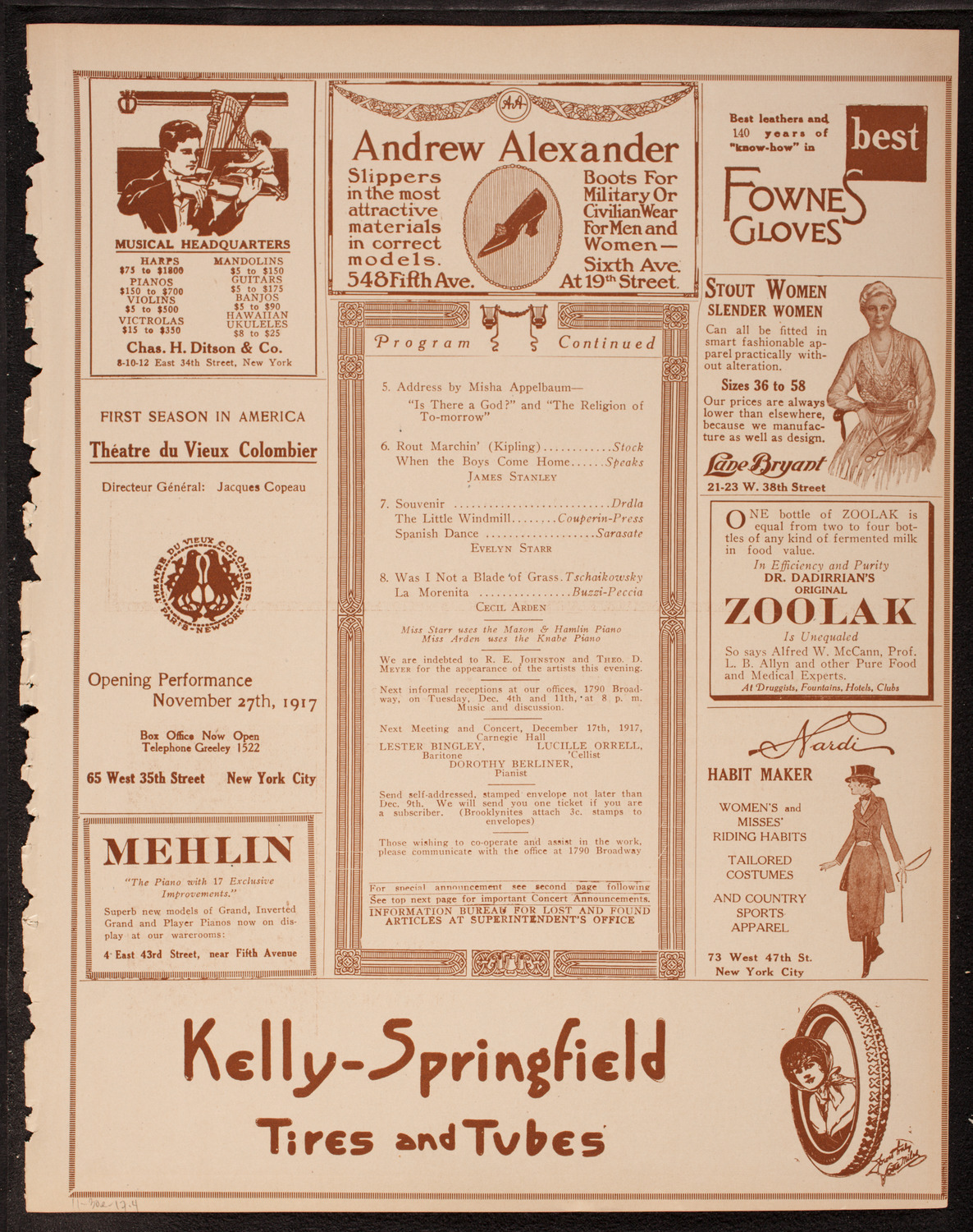 Meeting: The Humanitarian Cult, November 30, 1917, program page 7